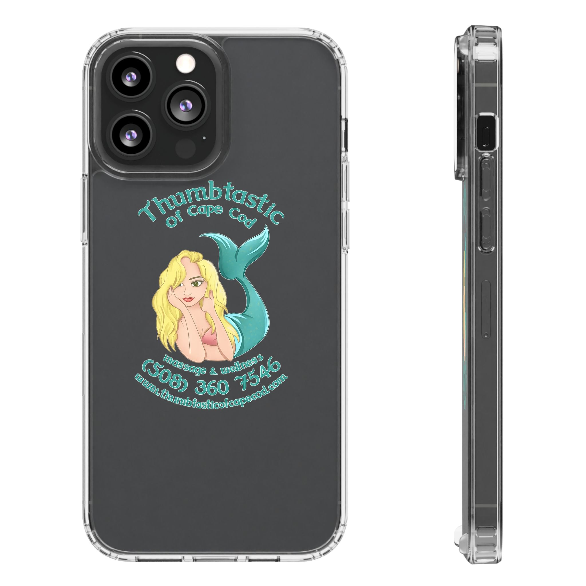 Thumbtastic of Cape Cod Mermaid Logo Clear iPhone Case
