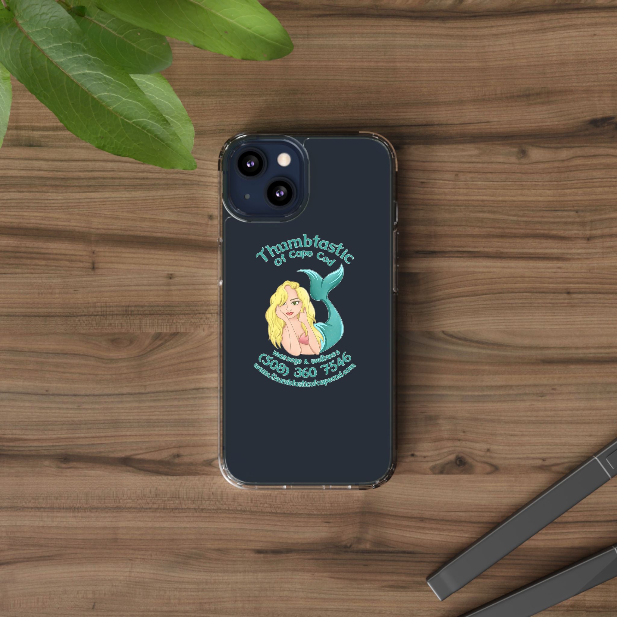 Thumbtastic of Cape Cod Mermaid Logo Clear iPhone Case