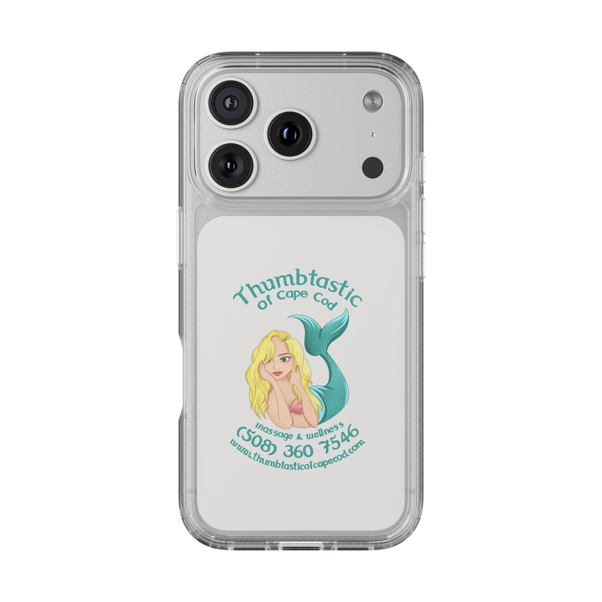 Thumbtastic of Cape Cod Mermaid Logo Clear iPhone Case