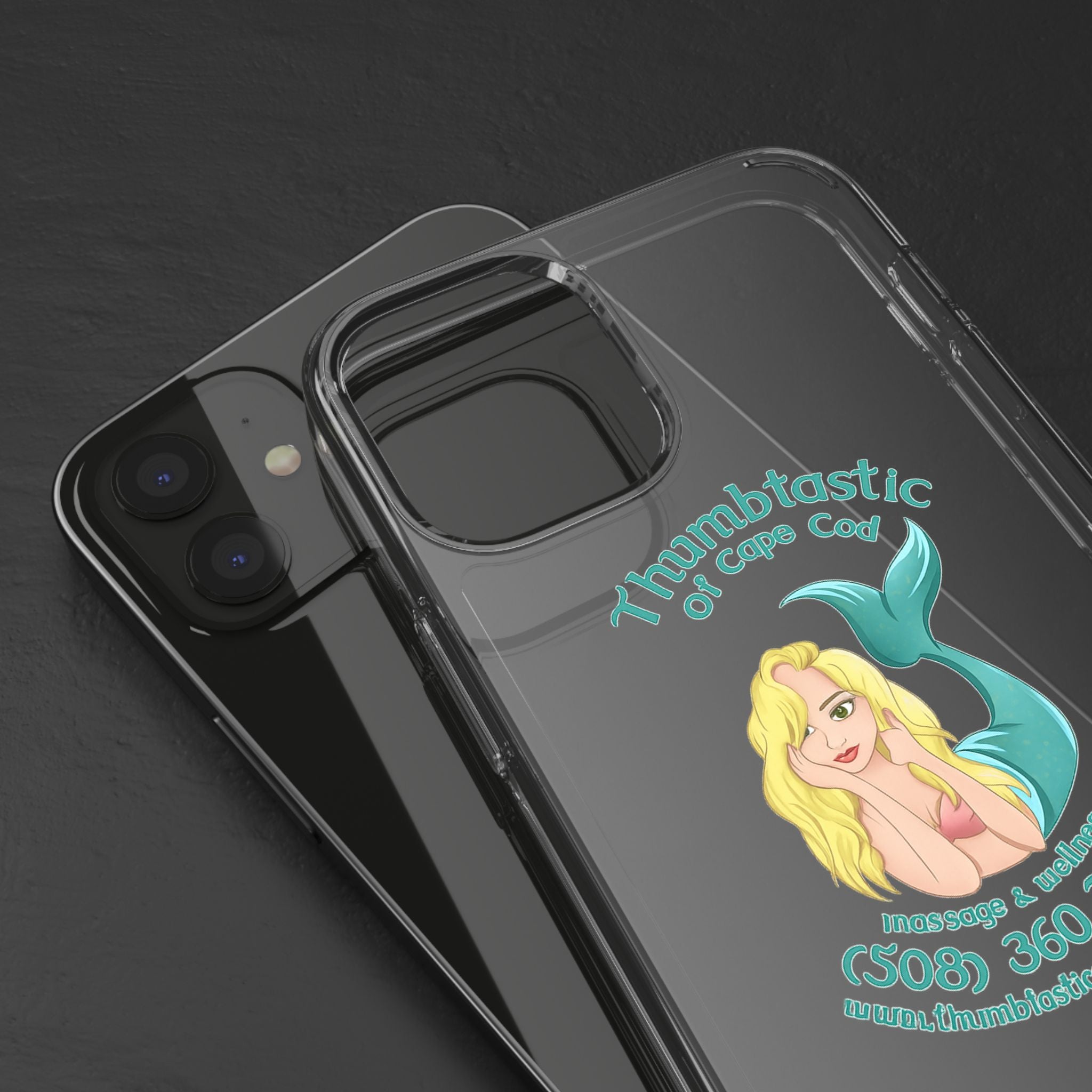 Thumbtastic of Cape Cod Mermaid Logo Clear iPhone Case