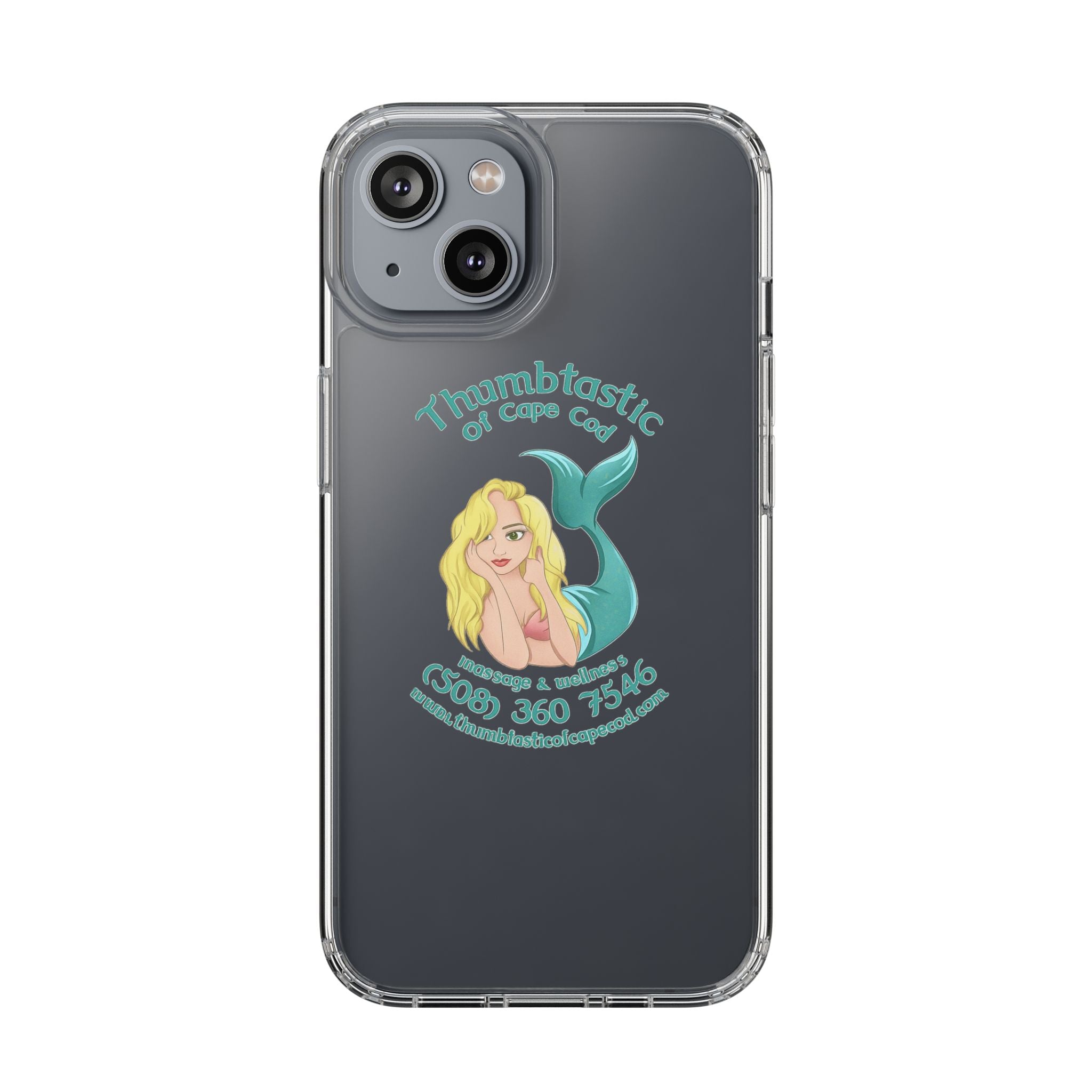 Thumbtastic of Cape Cod Mermaid Logo Clear iPhone Case