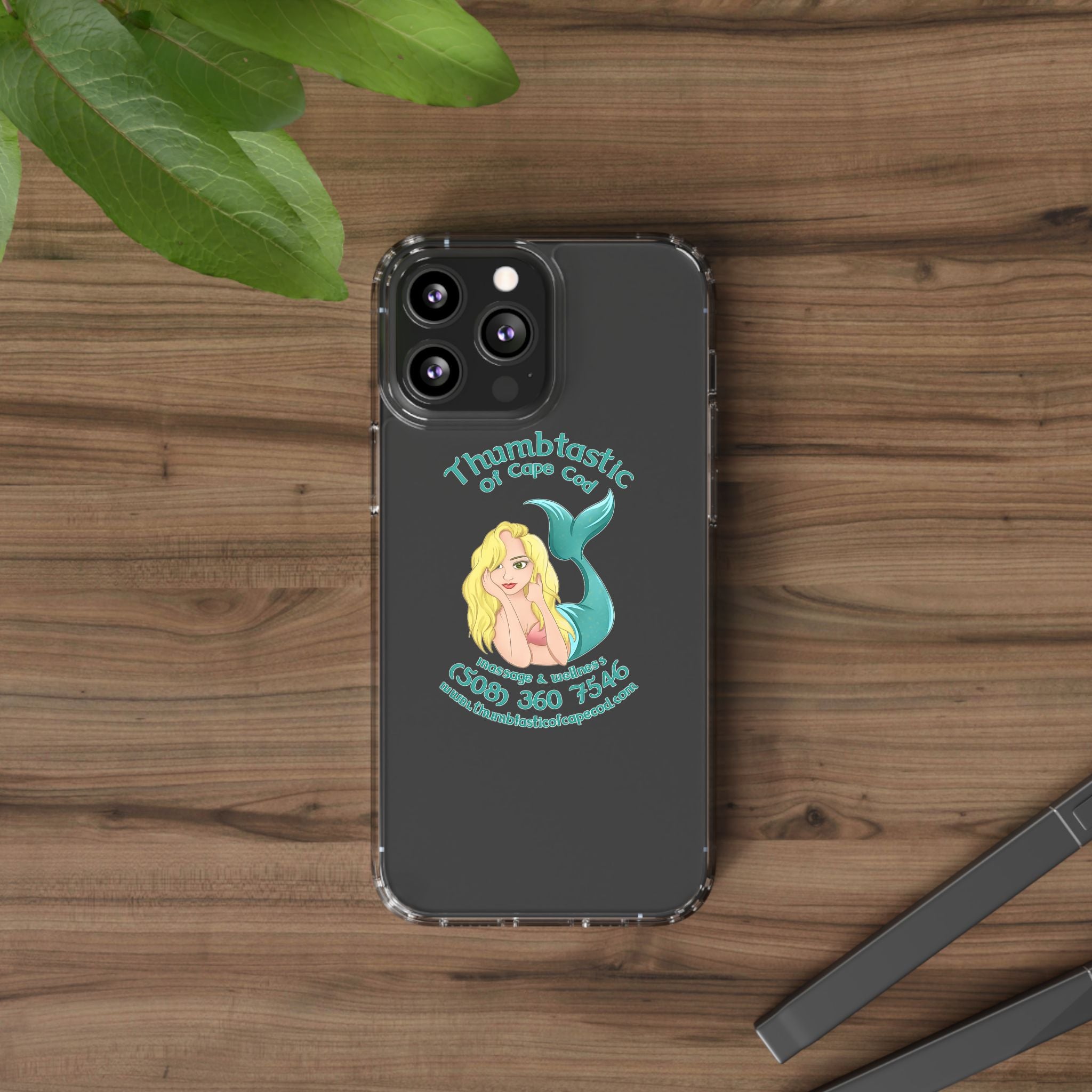 Thumbtastic of Cape Cod Mermaid Logo Clear iPhone Case