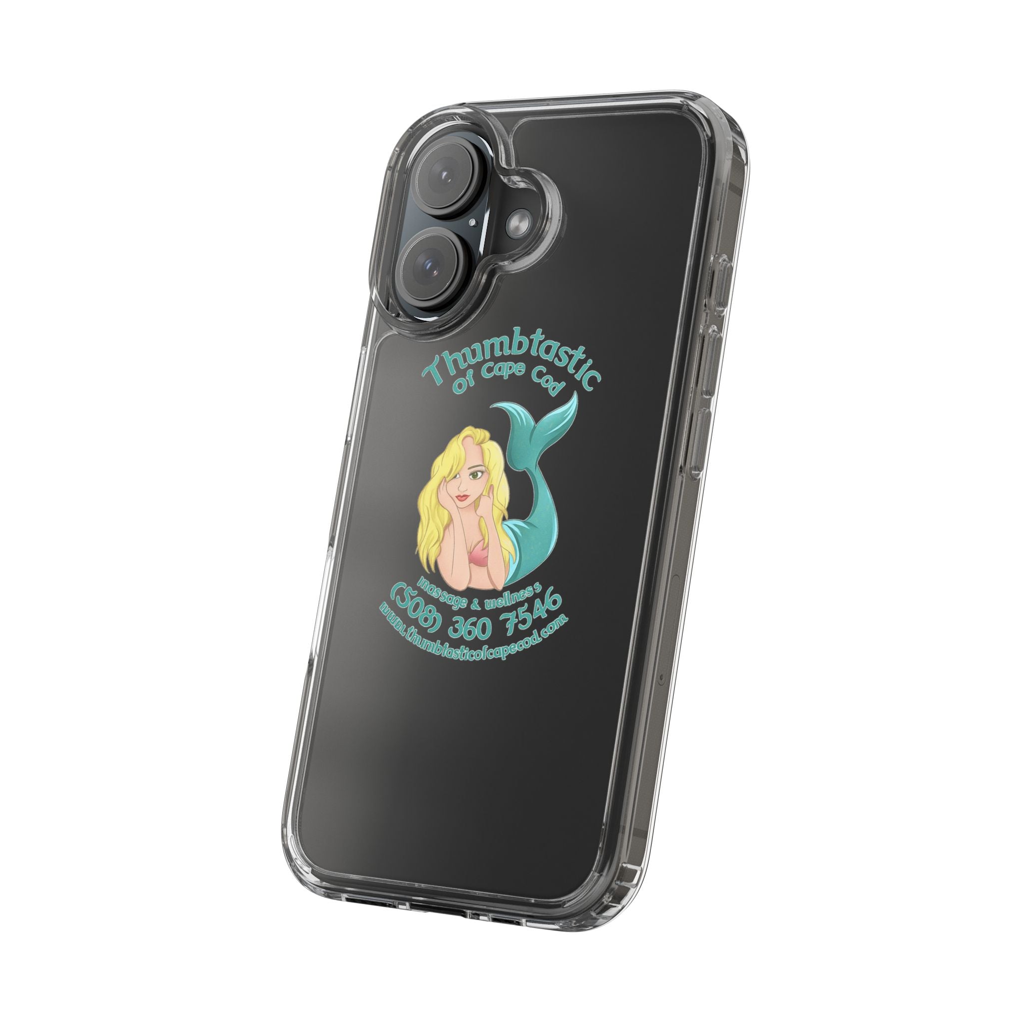 Thumbtastic of Cape Cod Mermaid Logo Clear iPhone Case