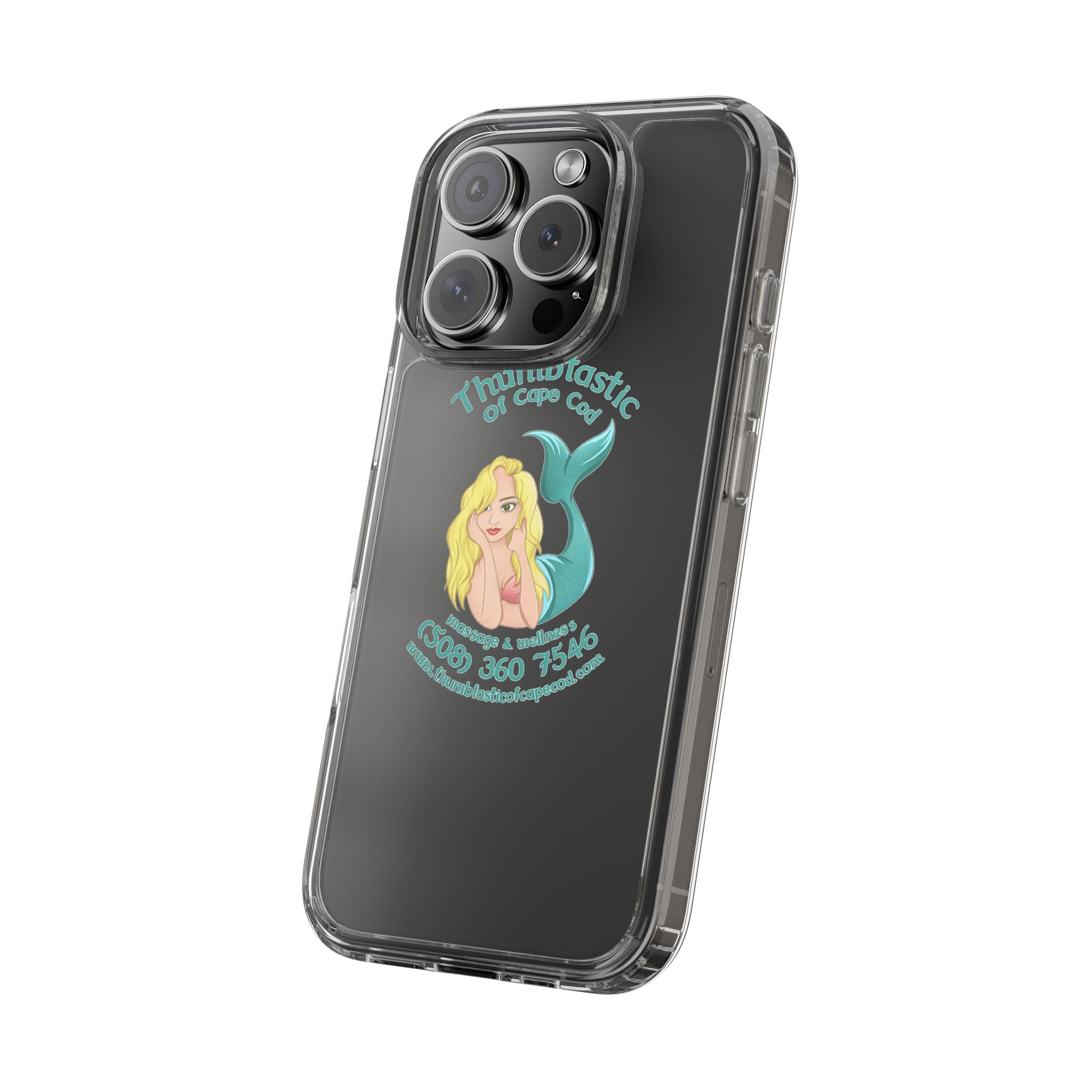 Thumbtastic of Cape Cod Mermaid Logo Clear iPhone Case