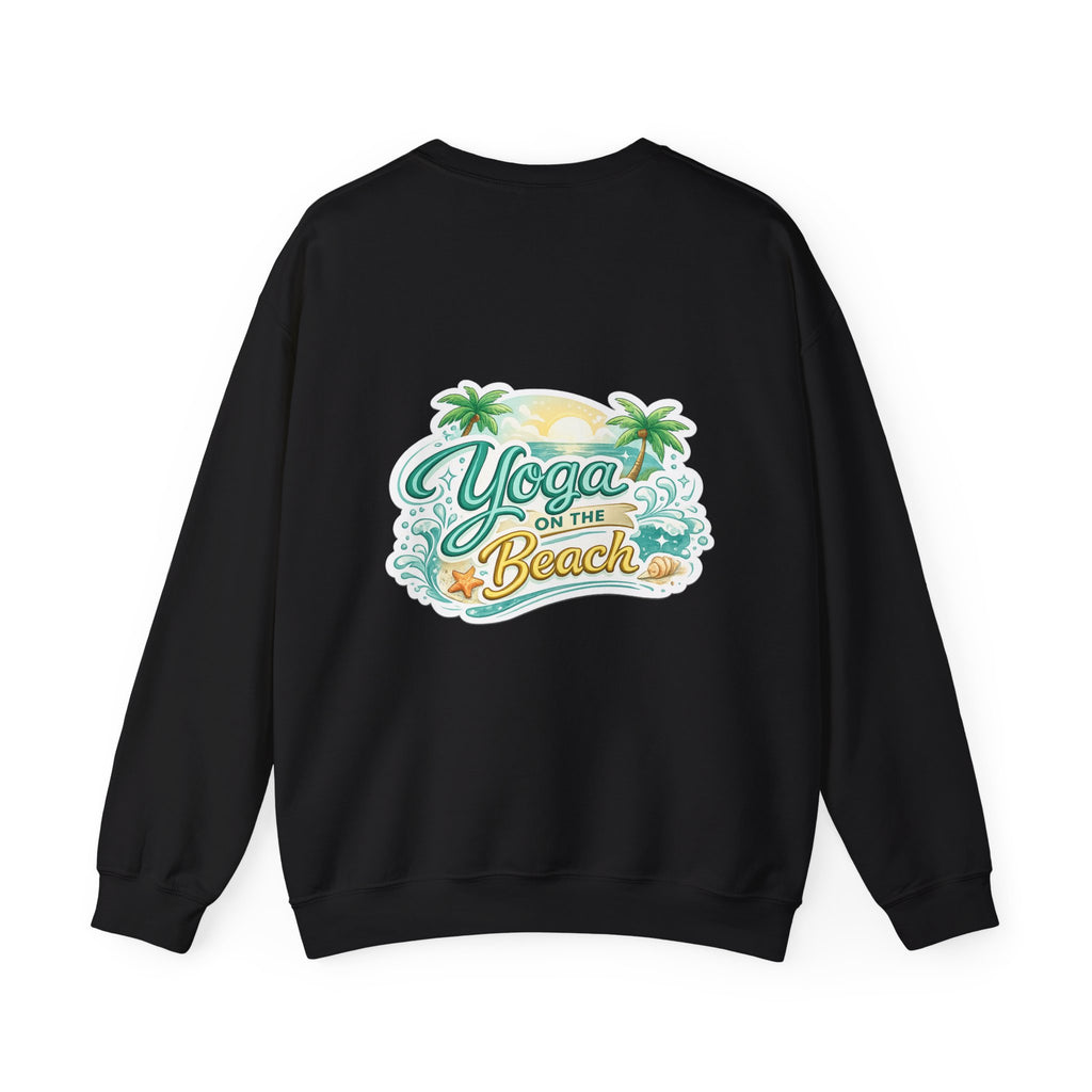 Beach Yoga Crewneck Sweatshirt — "Yoga on the Beach" Graphic