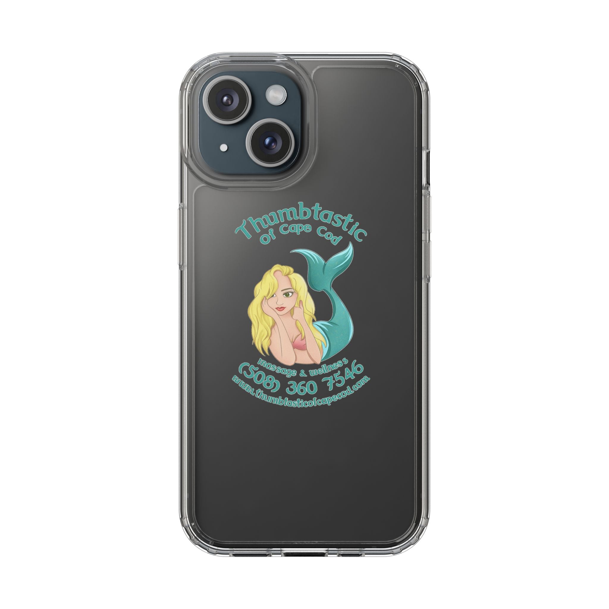 Thumbtastic of Cape Cod Mermaid Logo Clear iPhone Case
