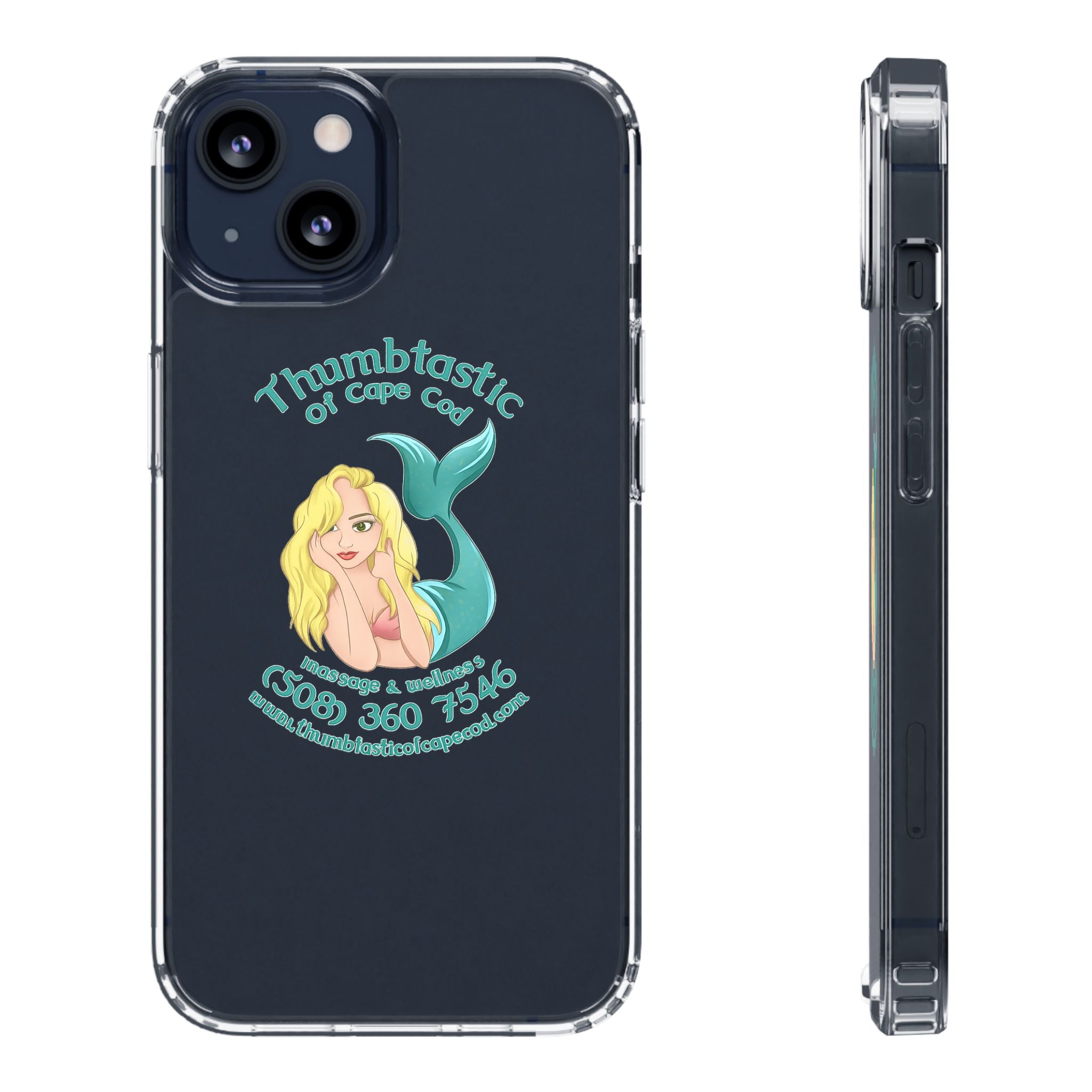 Thumbtastic of Cape Cod Mermaid Logo Clear iPhone Case