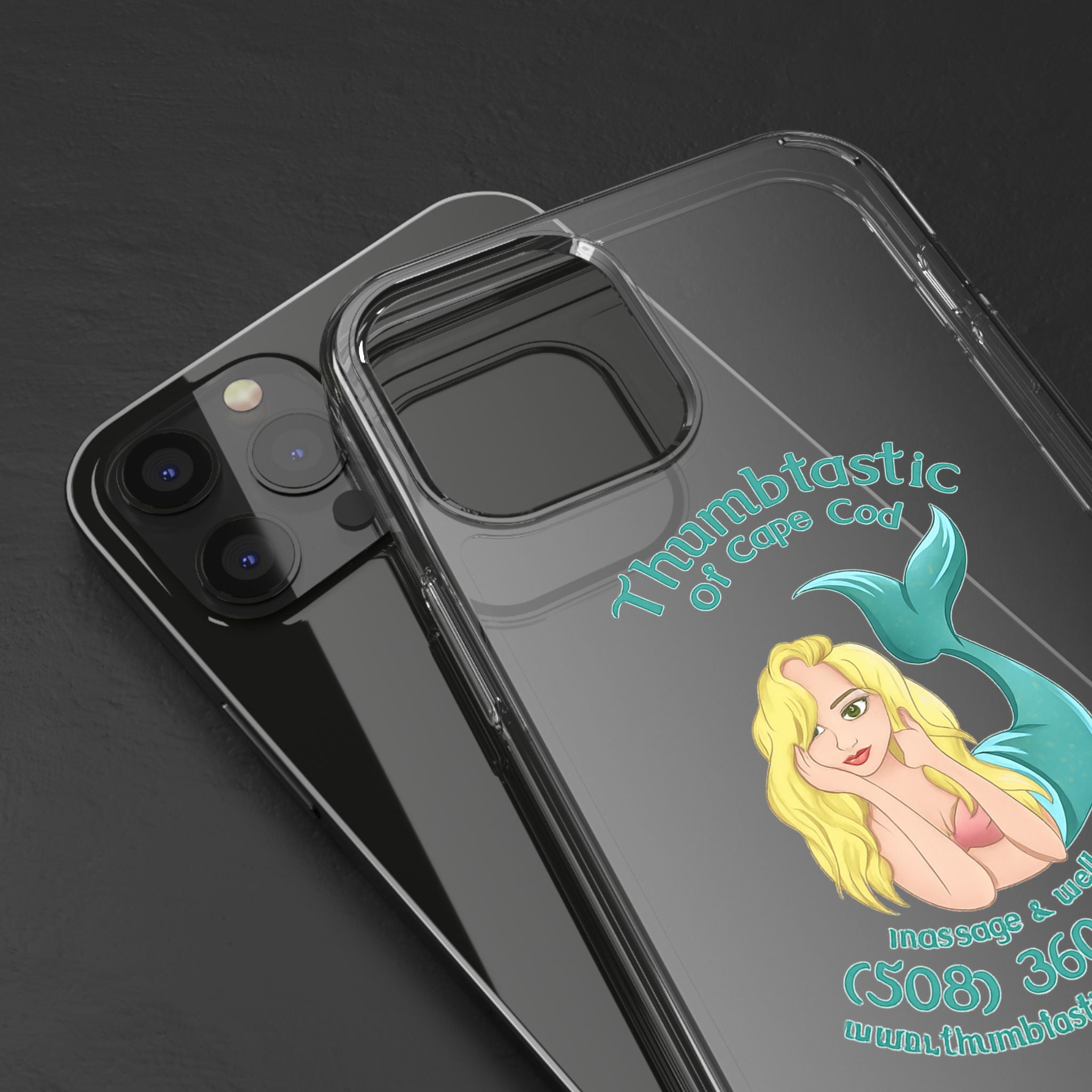Thumbtastic of Cape Cod Mermaid Logo Clear iPhone Case