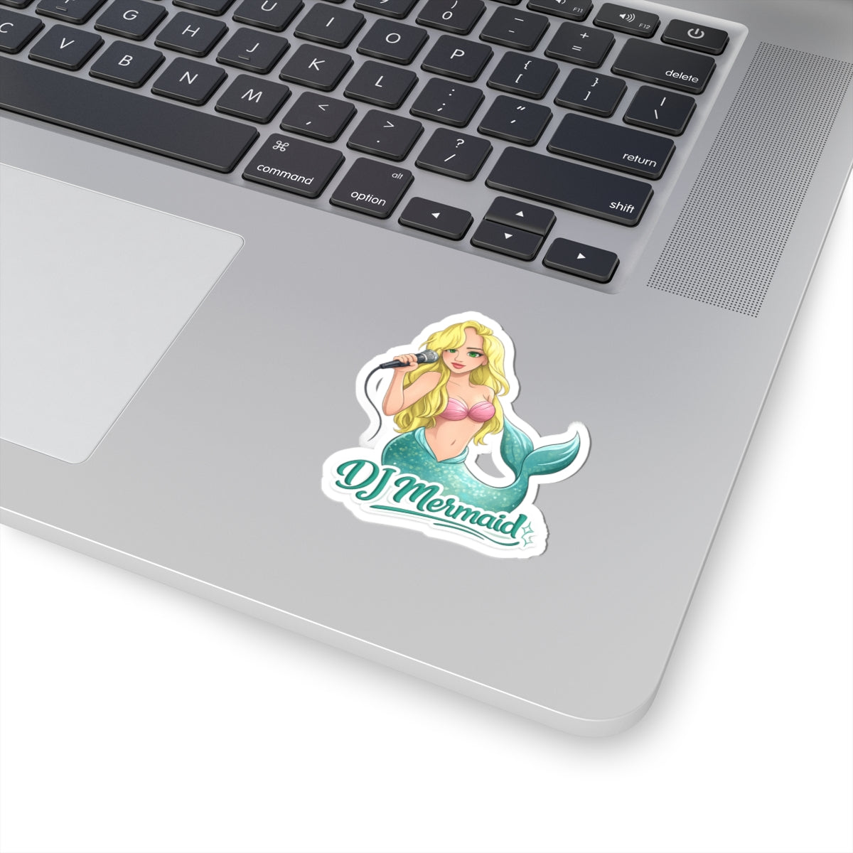 DJ Mermaid Kiss-Cut Sticker — Cute Musician Mermaid Laptop Decal