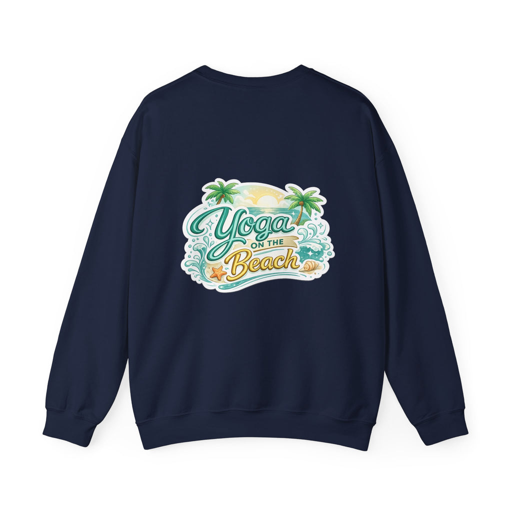 Beach Yoga Crewneck Sweatshirt — "Yoga on the Beach" Graphic