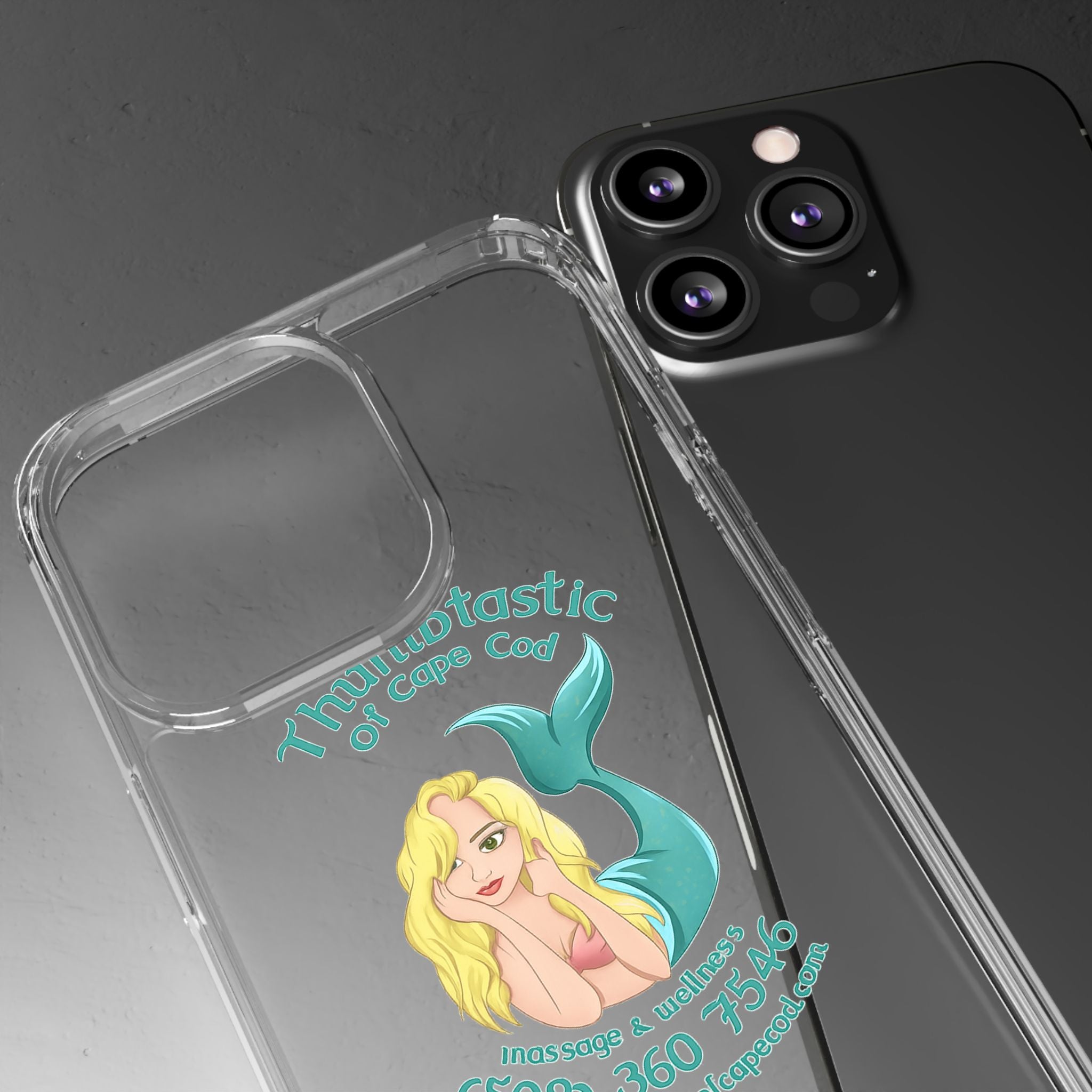 Thumbtastic of Cape Cod Mermaid Logo Clear iPhone Case