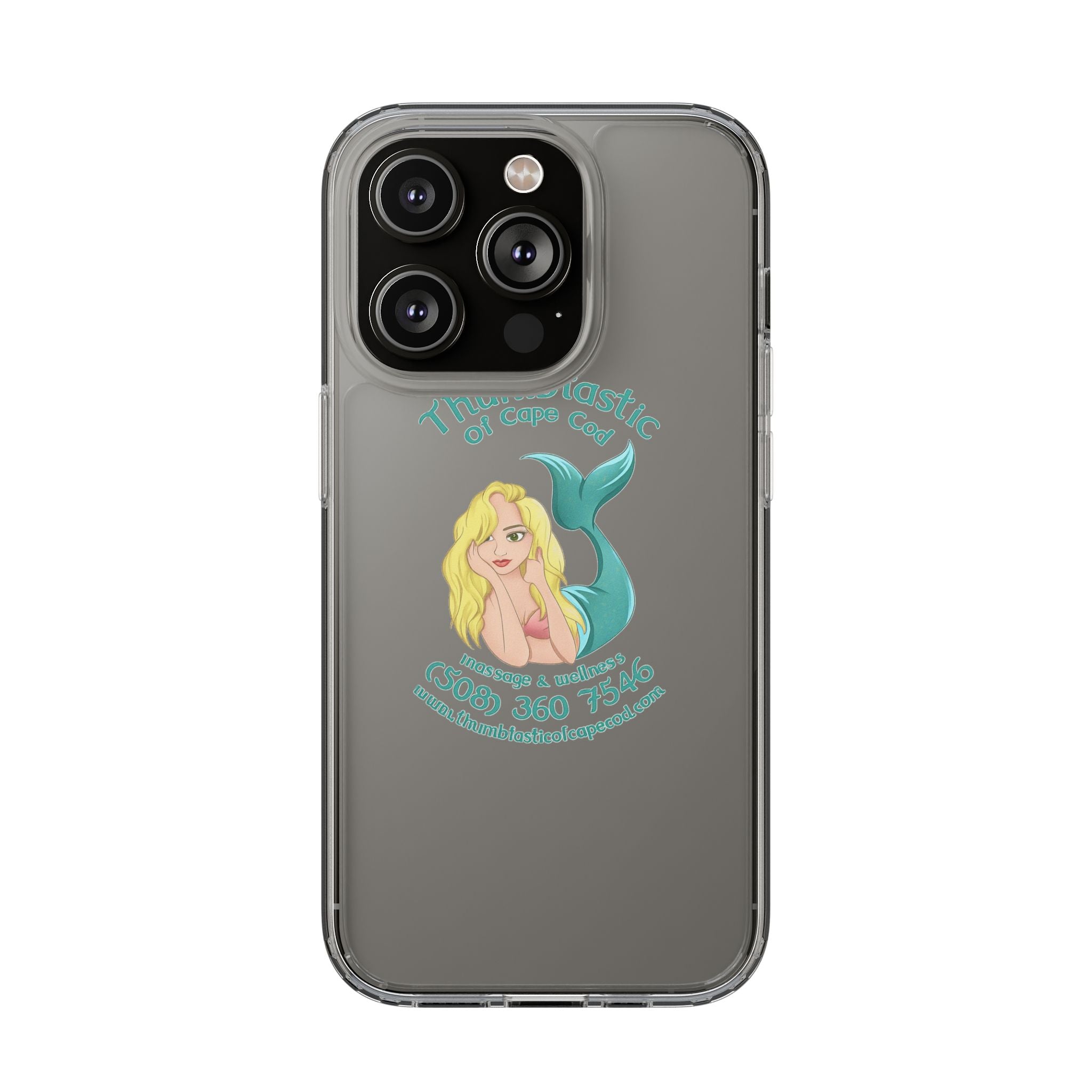 Thumbtastic of Cape Cod Mermaid Logo Clear iPhone Case