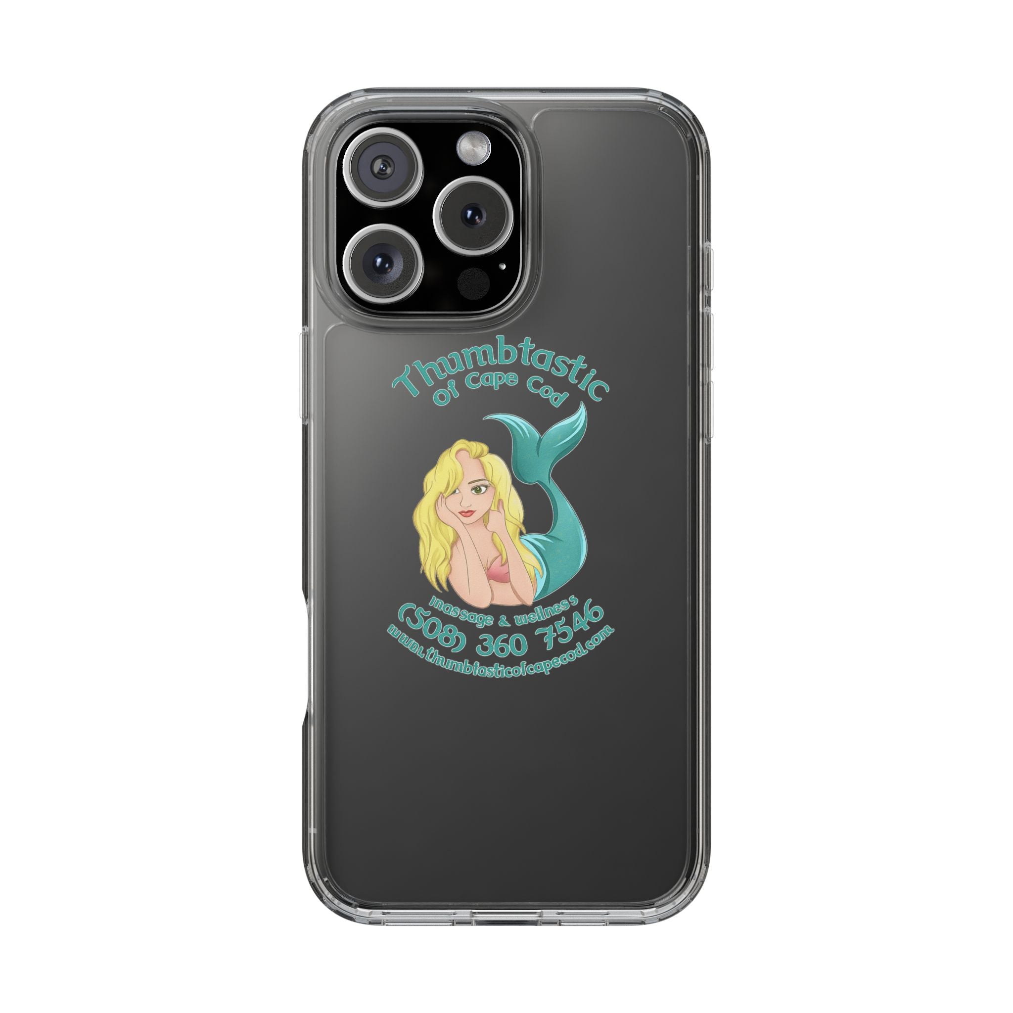 Thumbtastic of Cape Cod Mermaid Logo Clear iPhone Case