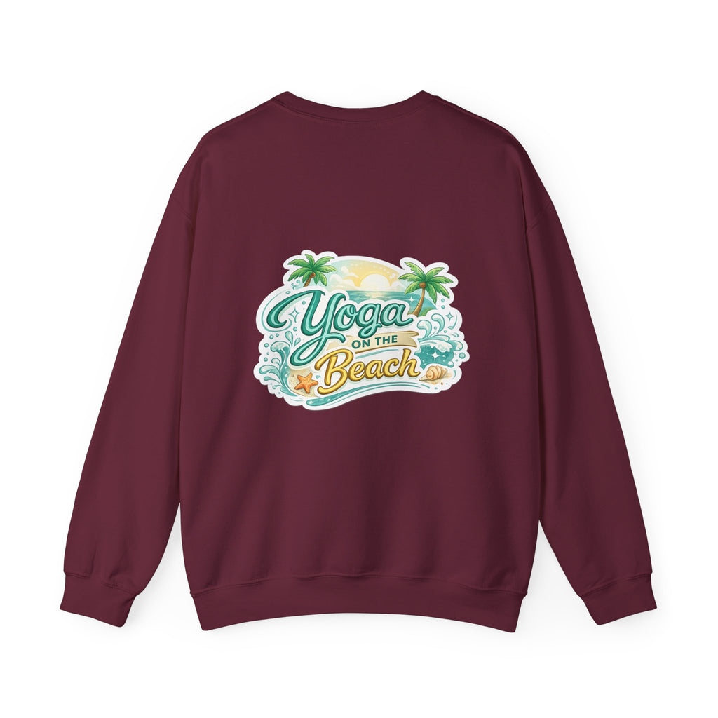 Beach Yoga Crewneck Sweatshirt — "Yoga on the Beach" Graphic