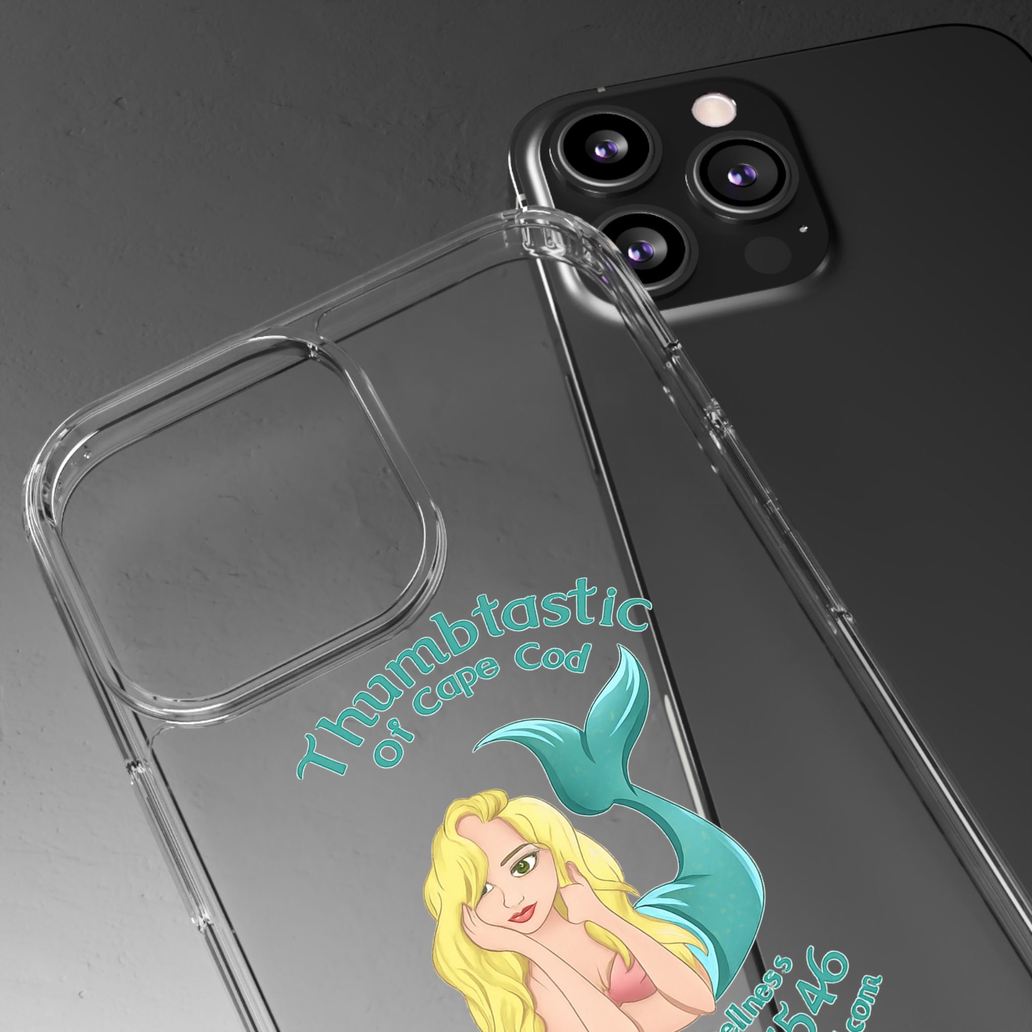 Thumbtastic of Cape Cod Mermaid Logo Clear iPhone Case