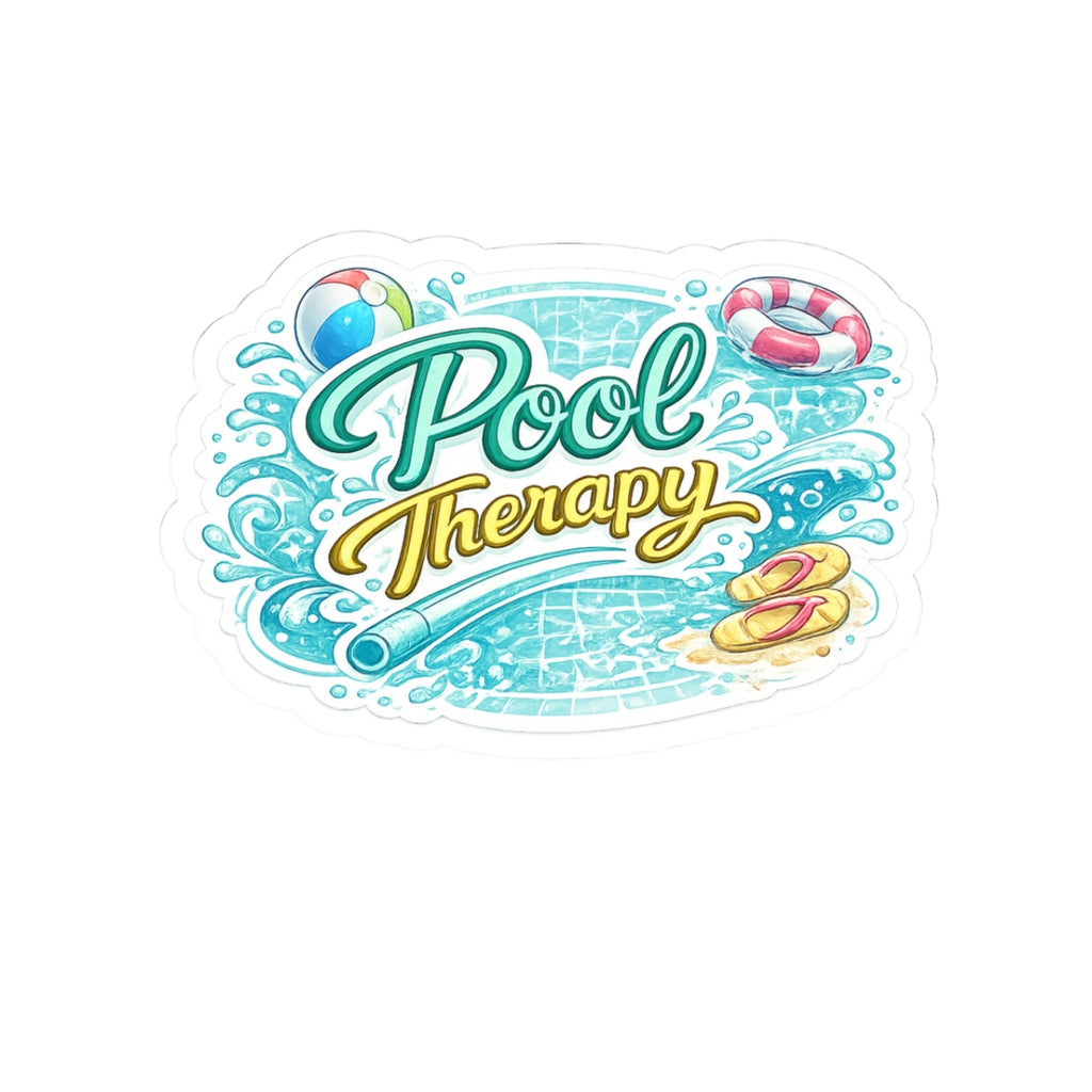 Pool Therapy Sticker — Waterproof Summer Pool Vibes Laptop Decal