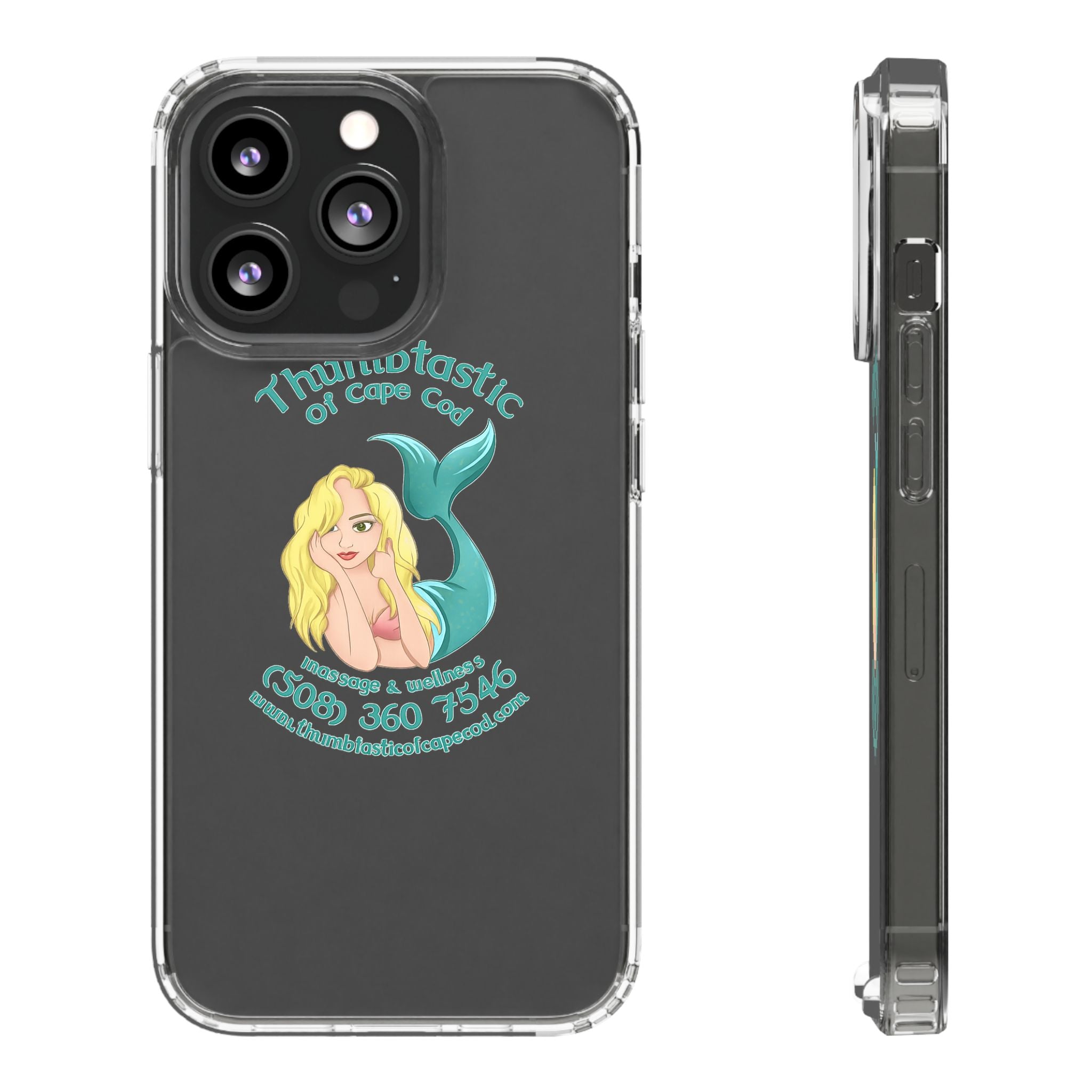 Thumbtastic of Cape Cod Mermaid Logo Clear iPhone Case