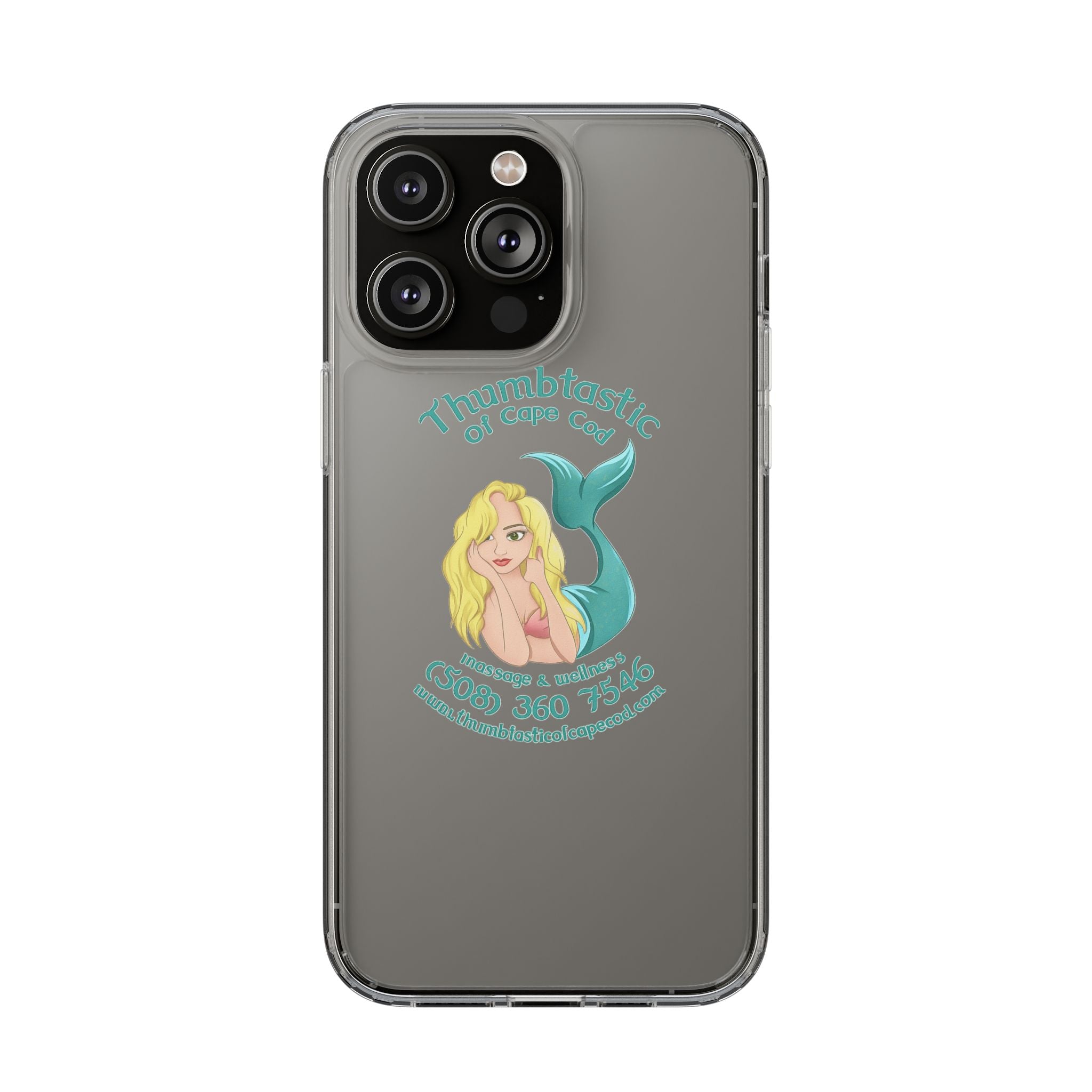 Thumbtastic of Cape Cod Mermaid Logo Clear iPhone Case