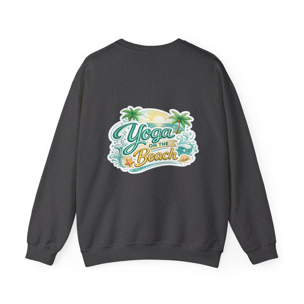 Beach Yoga Crewneck Sweatshirt — "Yoga on the Beach" Graphic