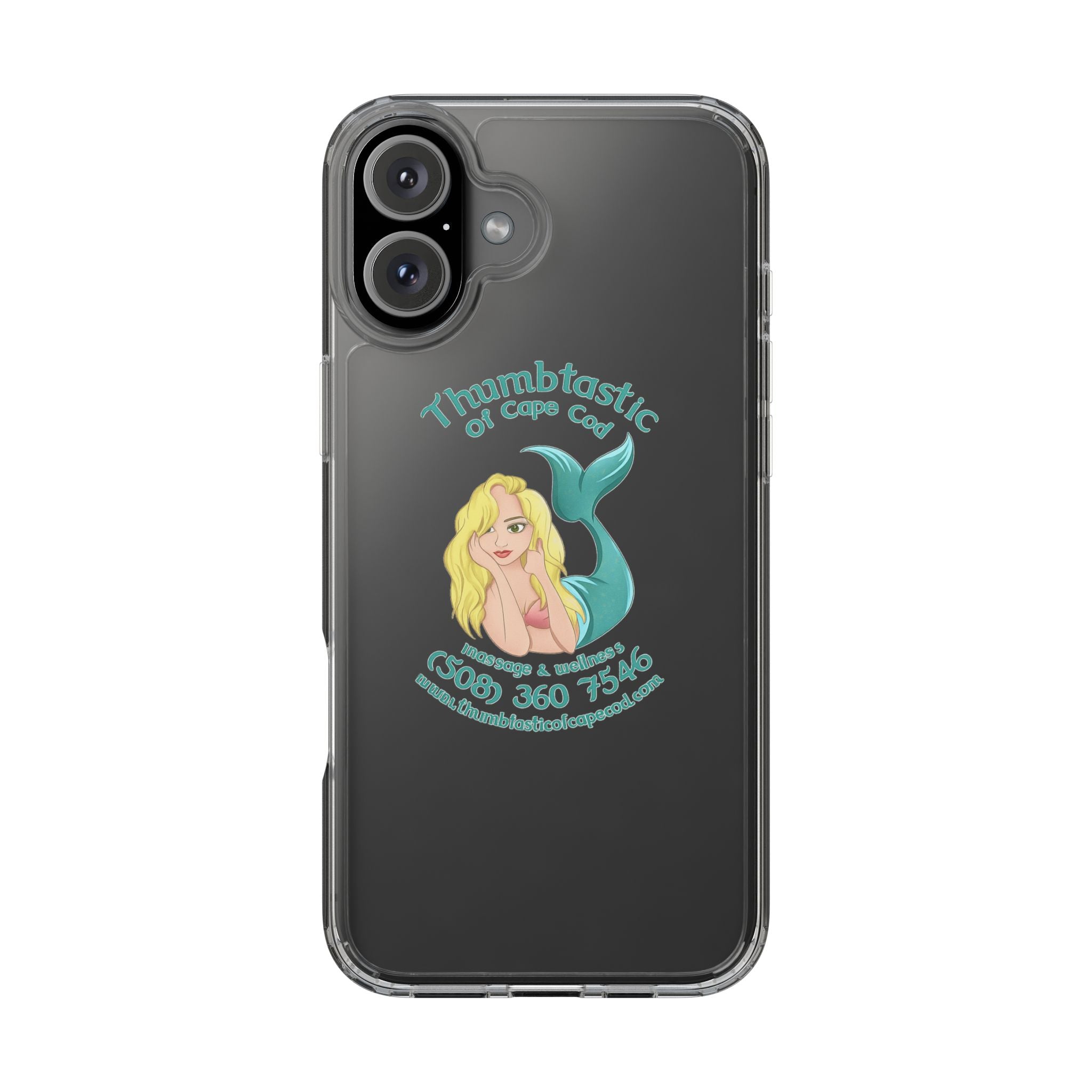 Thumbtastic of Cape Cod Mermaid Logo Clear iPhone Case