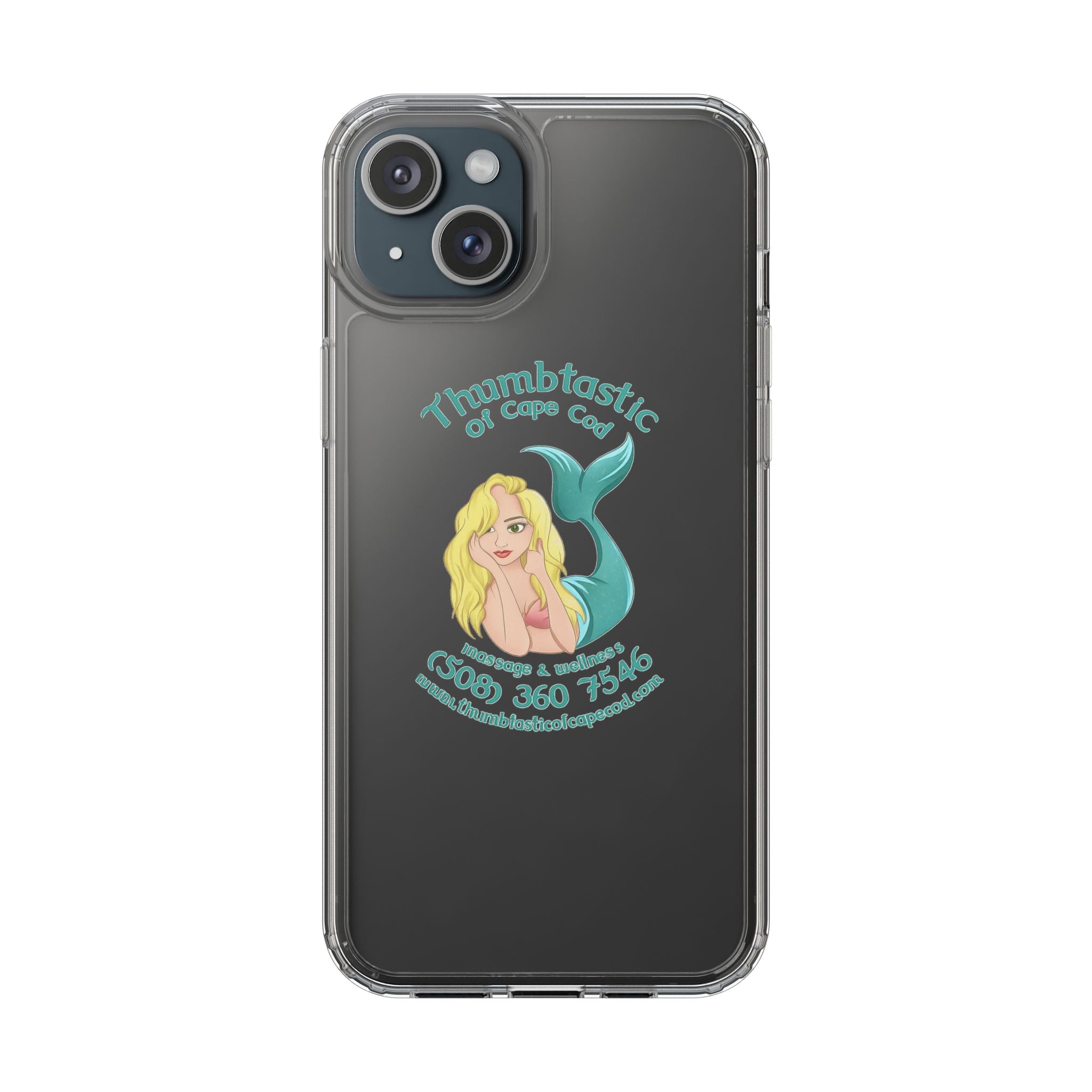 Thumbtastic of Cape Cod Mermaid Logo Clear iPhone Case