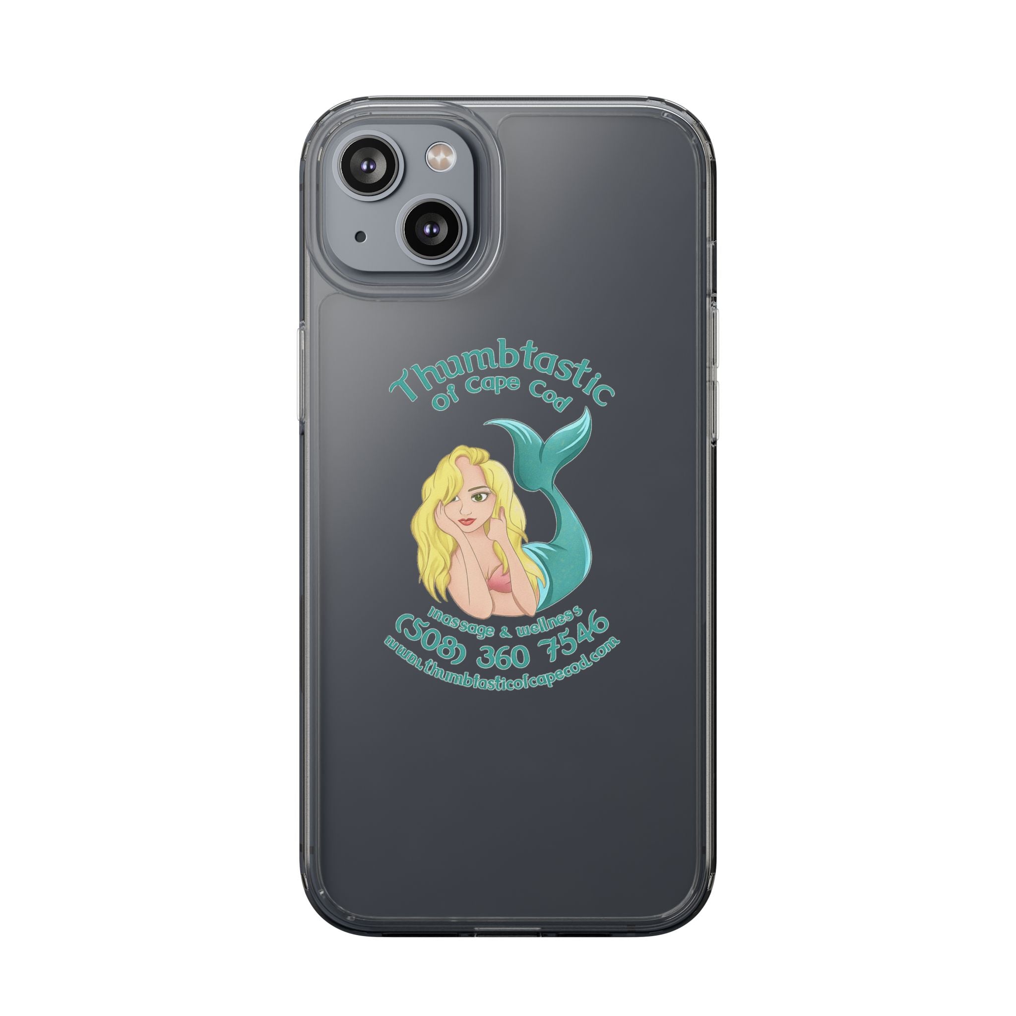 Thumbtastic of Cape Cod Mermaid Logo Clear iPhone Case