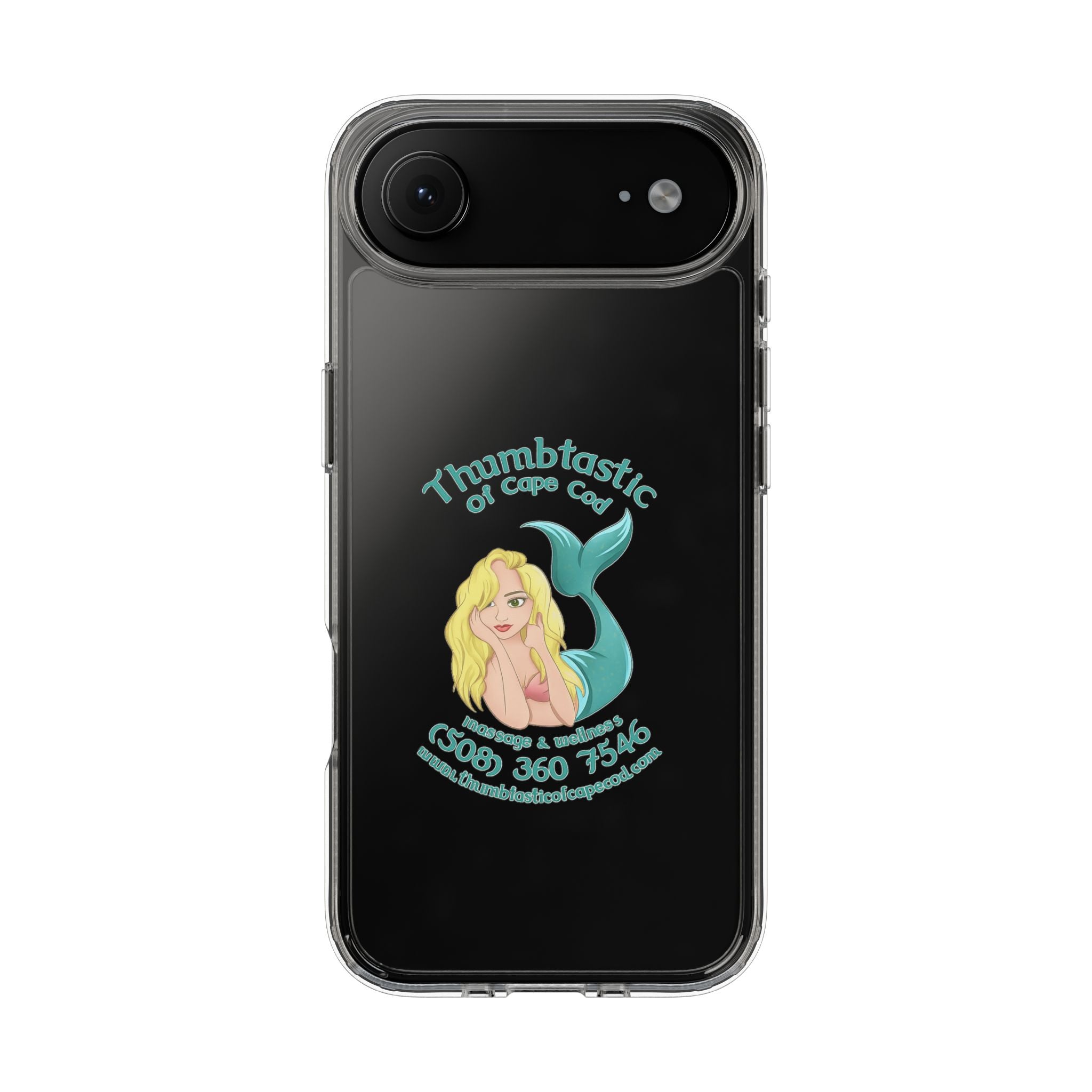 Thumbtastic of Cape Cod Mermaid Logo Clear iPhone Case