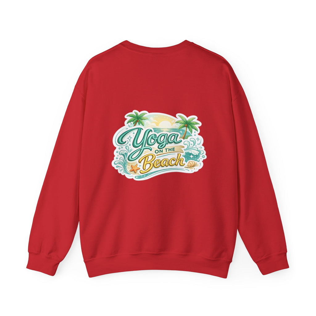 Beach Yoga Crewneck Sweatshirt — "Yoga on the Beach" Graphic