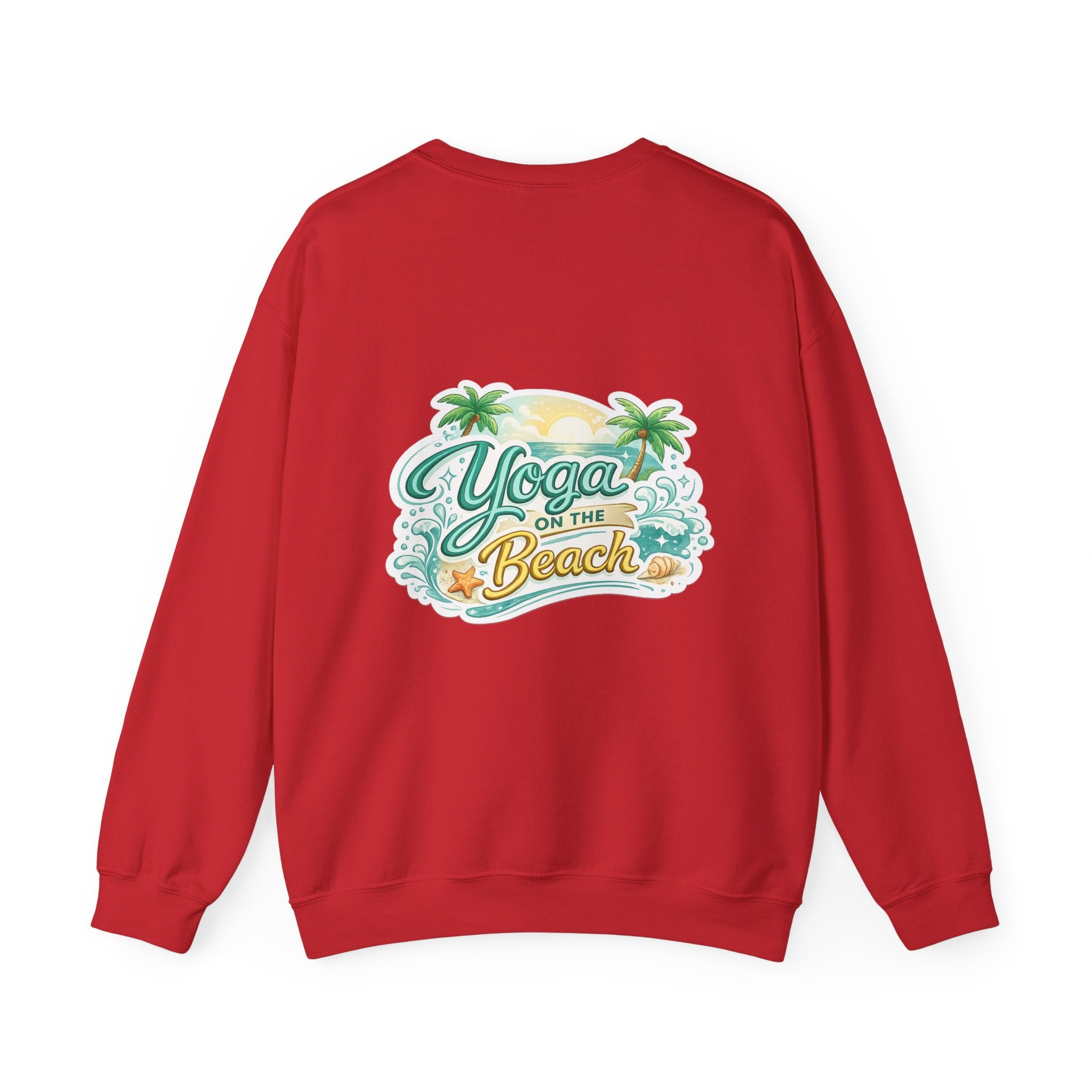 Beach Yoga Crewneck Sweatshirt — "Yoga on the Beach" Graphic