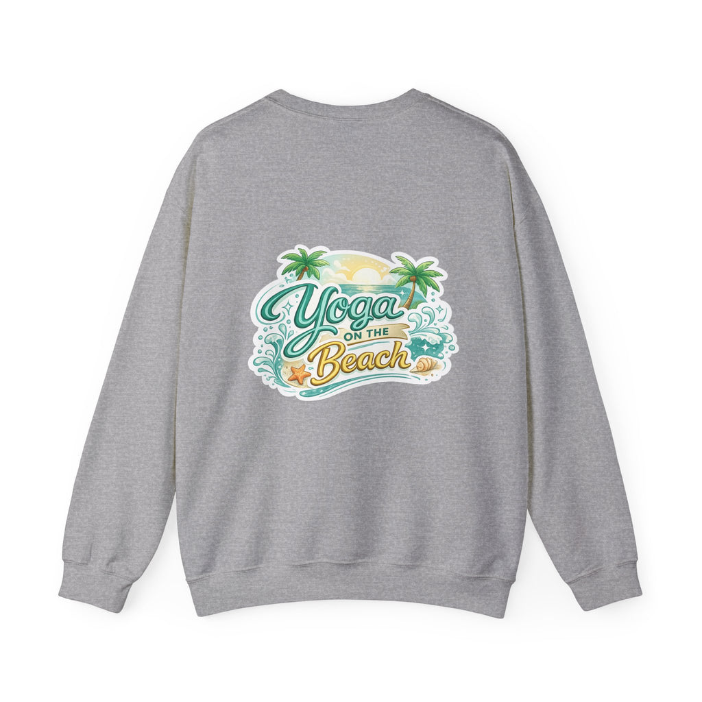 Beach Yoga Crewneck Sweatshirt — "Yoga on the Beach" Graphic