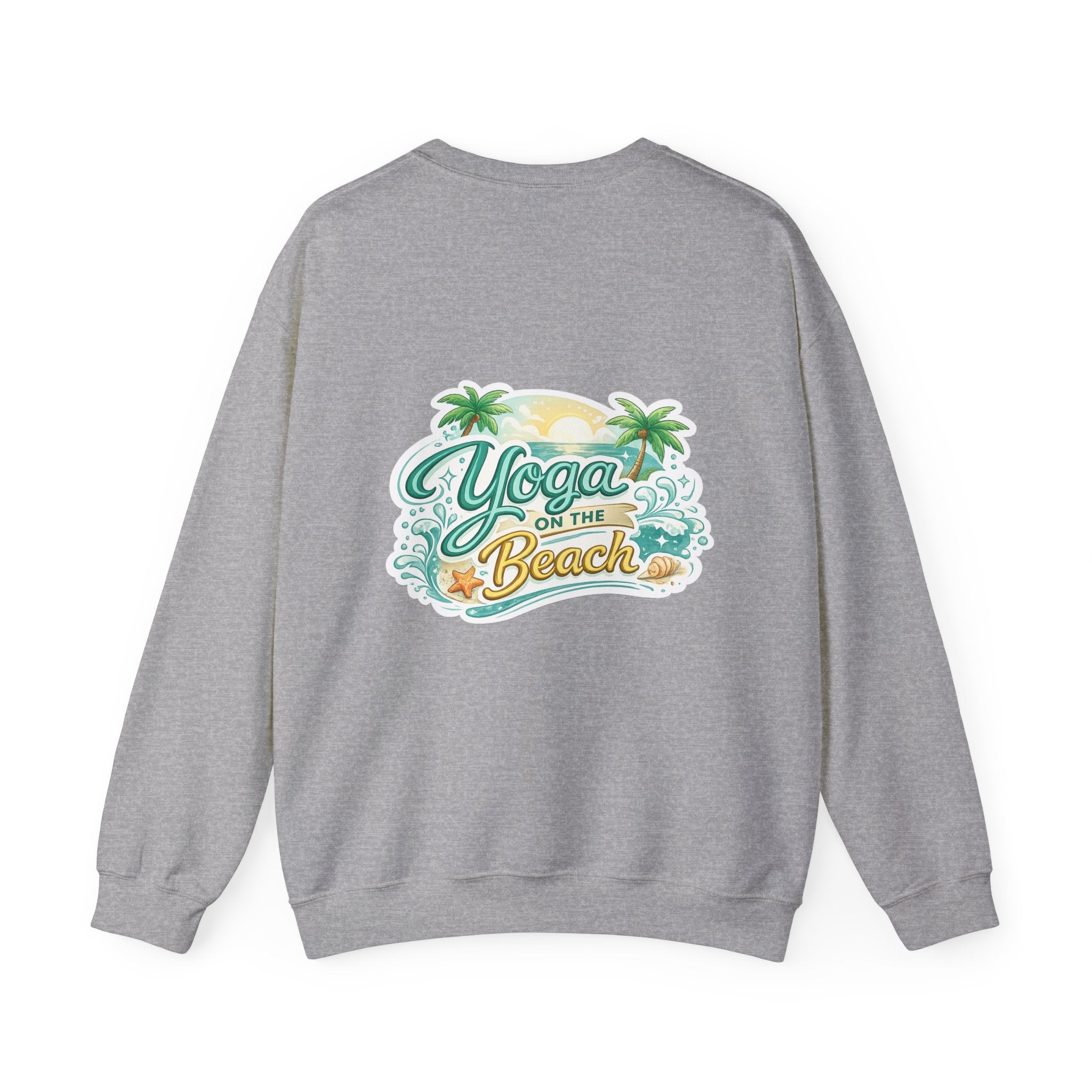 Beach Yoga Crewneck Sweatshirt — "Yoga on the Beach" Graphic