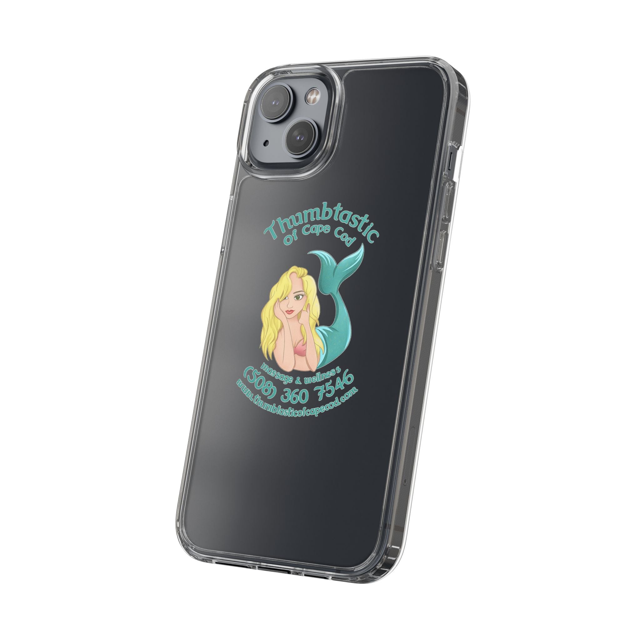 Thumbtastic of Cape Cod Mermaid Logo Clear iPhone Case