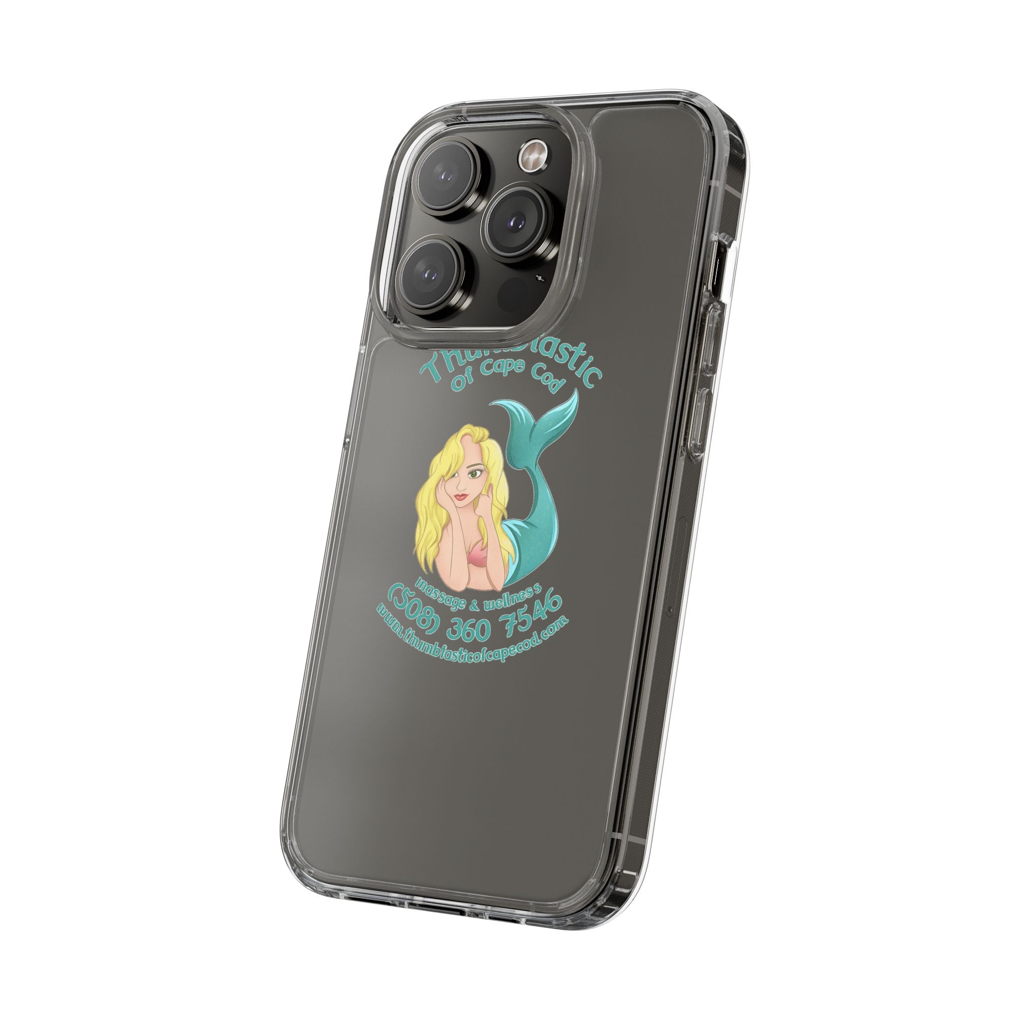 Thumbtastic of Cape Cod Mermaid Logo Clear iPhone Case