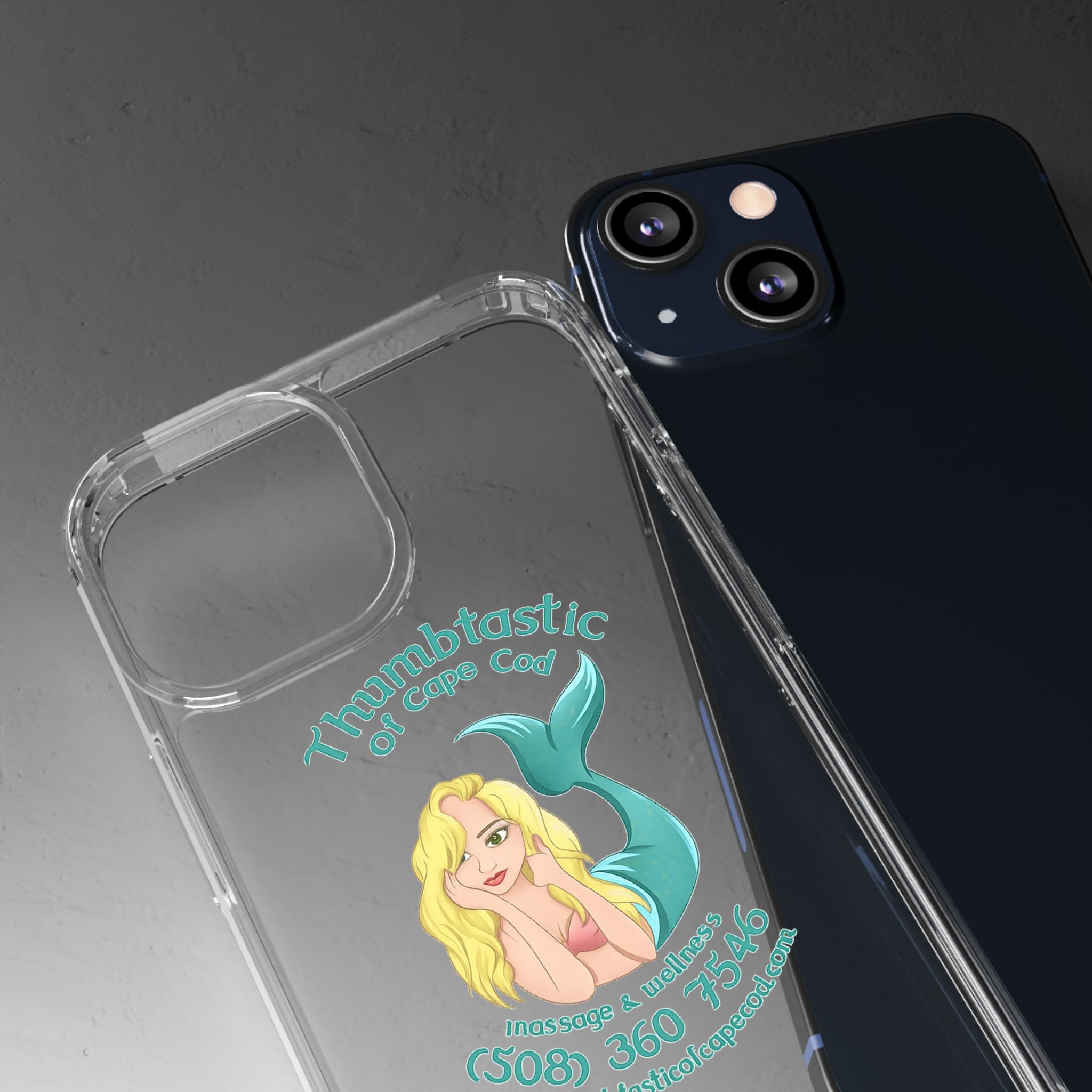 Thumbtastic of Cape Cod Mermaid Logo Clear iPhone Case