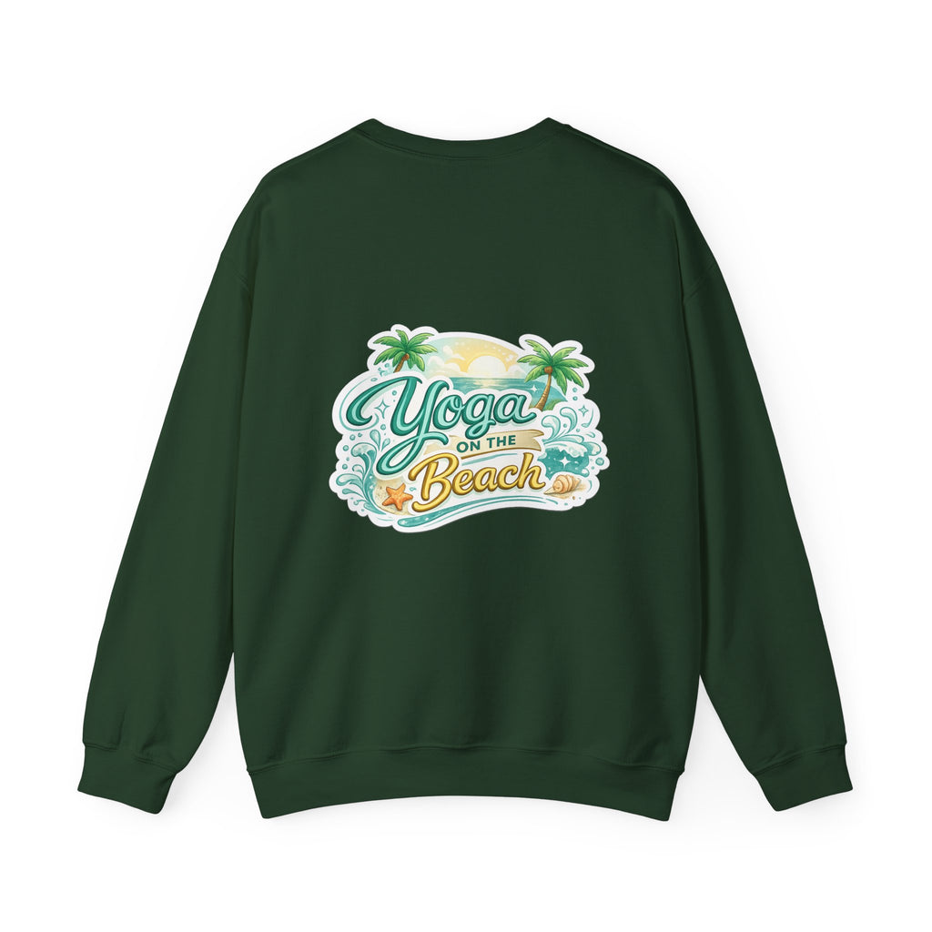 Beach Yoga Crewneck Sweatshirt — "Yoga on the Beach" Graphic
