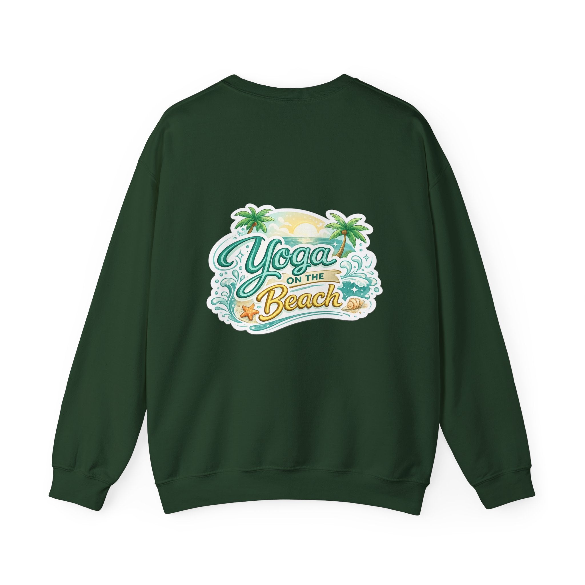 Beach Yoga Crewneck Sweatshirt — "Yoga on the Beach" Graphic