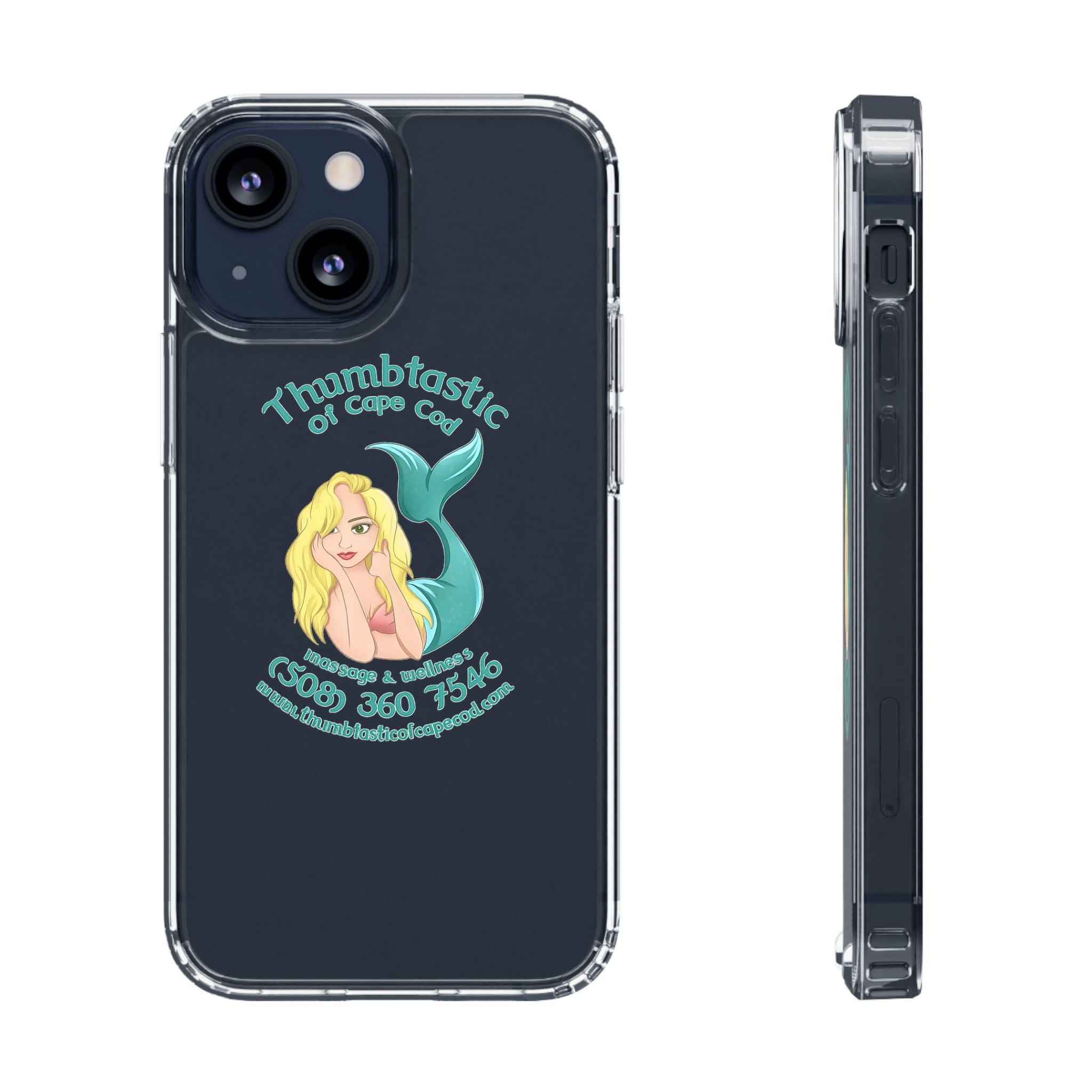Thumbtastic of Cape Cod Mermaid Logo Clear iPhone Case
