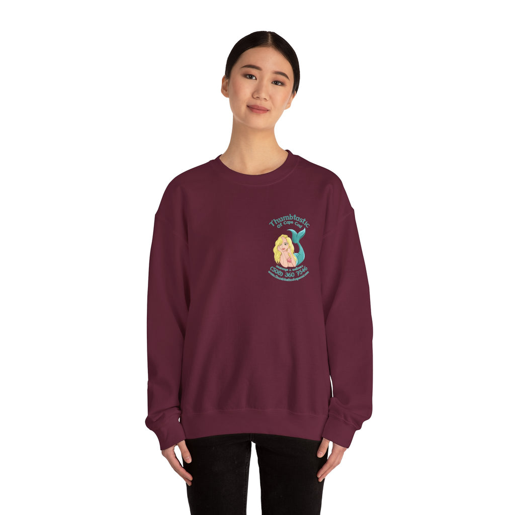 Crewneck Sweatshirt — "Pool Therapy" Graphic (Thumbs Up Mermaid)