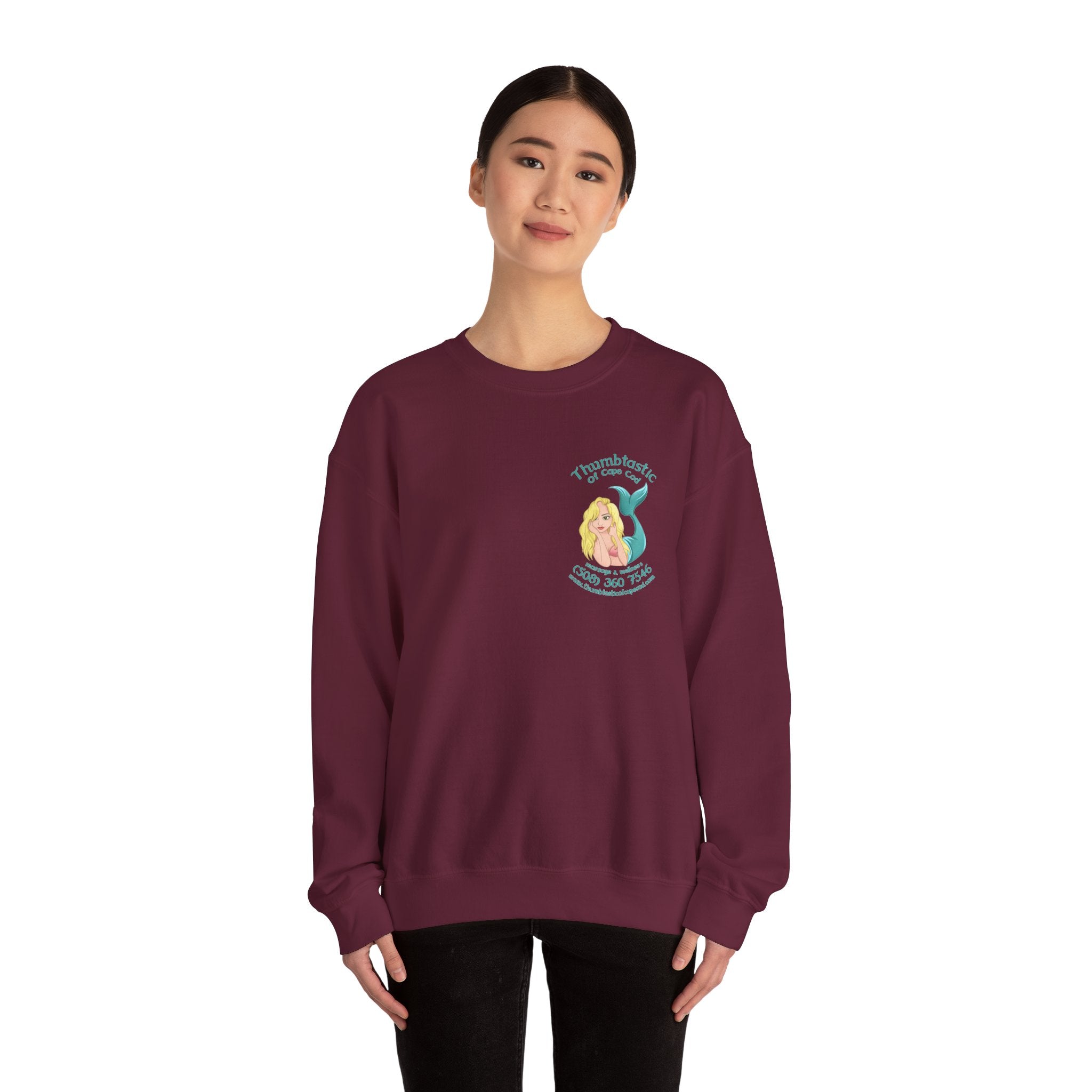 Crewneck Sweatshirt — "Pool Therapy" Graphic (Thumbs Up Mermaid)