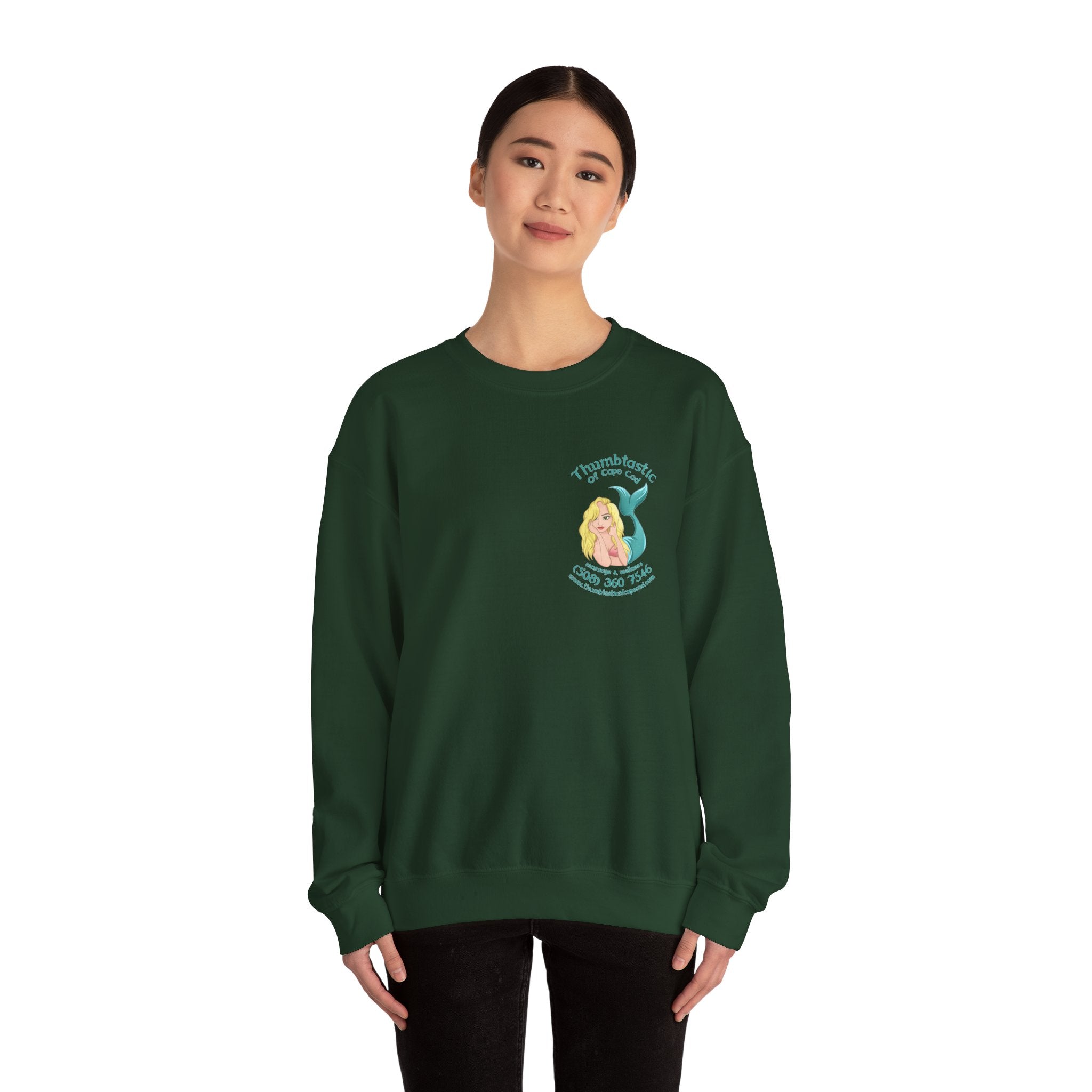 Crewneck Sweatshirt — "Pool Therapy" Graphic (Thumbs Up Mermaid)