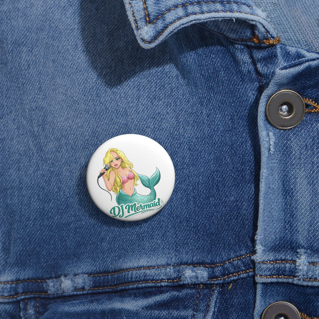 Pin Button — DJ Mermaid Illustration Badge