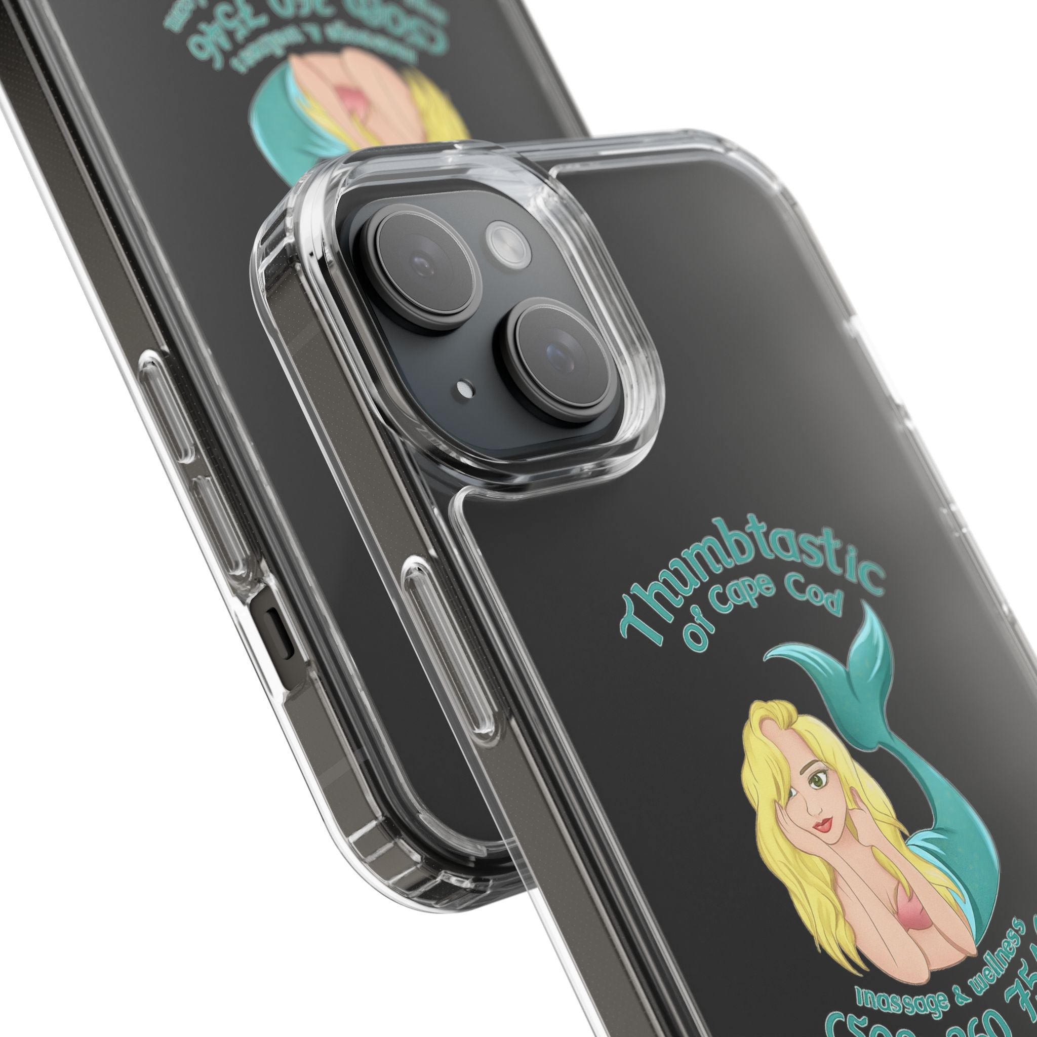 Thumbtastic of Cape Cod Mermaid Logo Clear iPhone Case