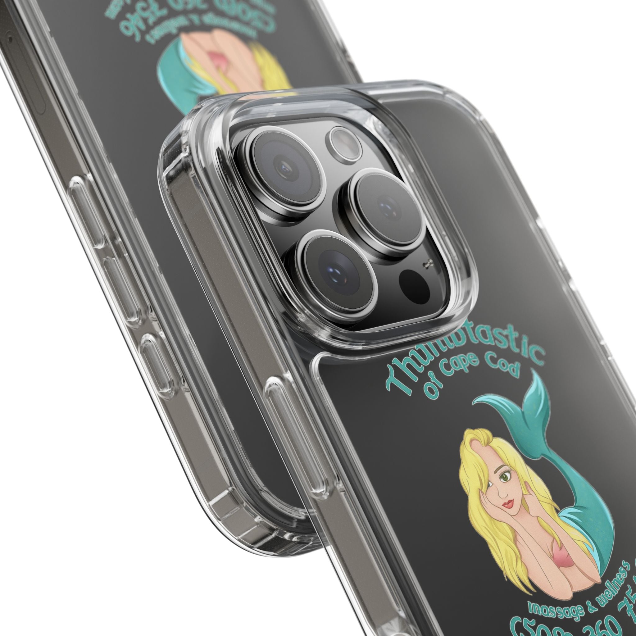 Thumbtastic of Cape Cod Mermaid Logo Clear iPhone Case