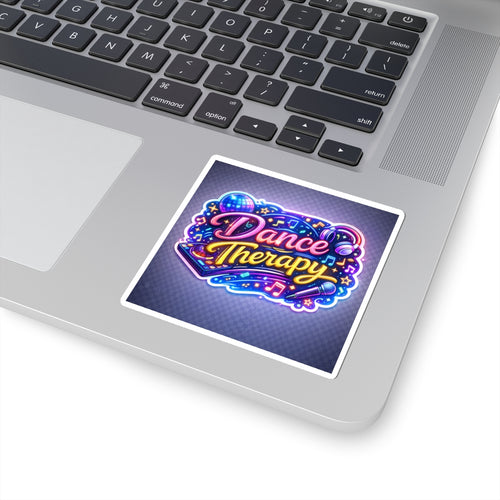 Dance Therapy Kiss-Cut Sticker — Neon DJ, Headphones & Microphone Sticker