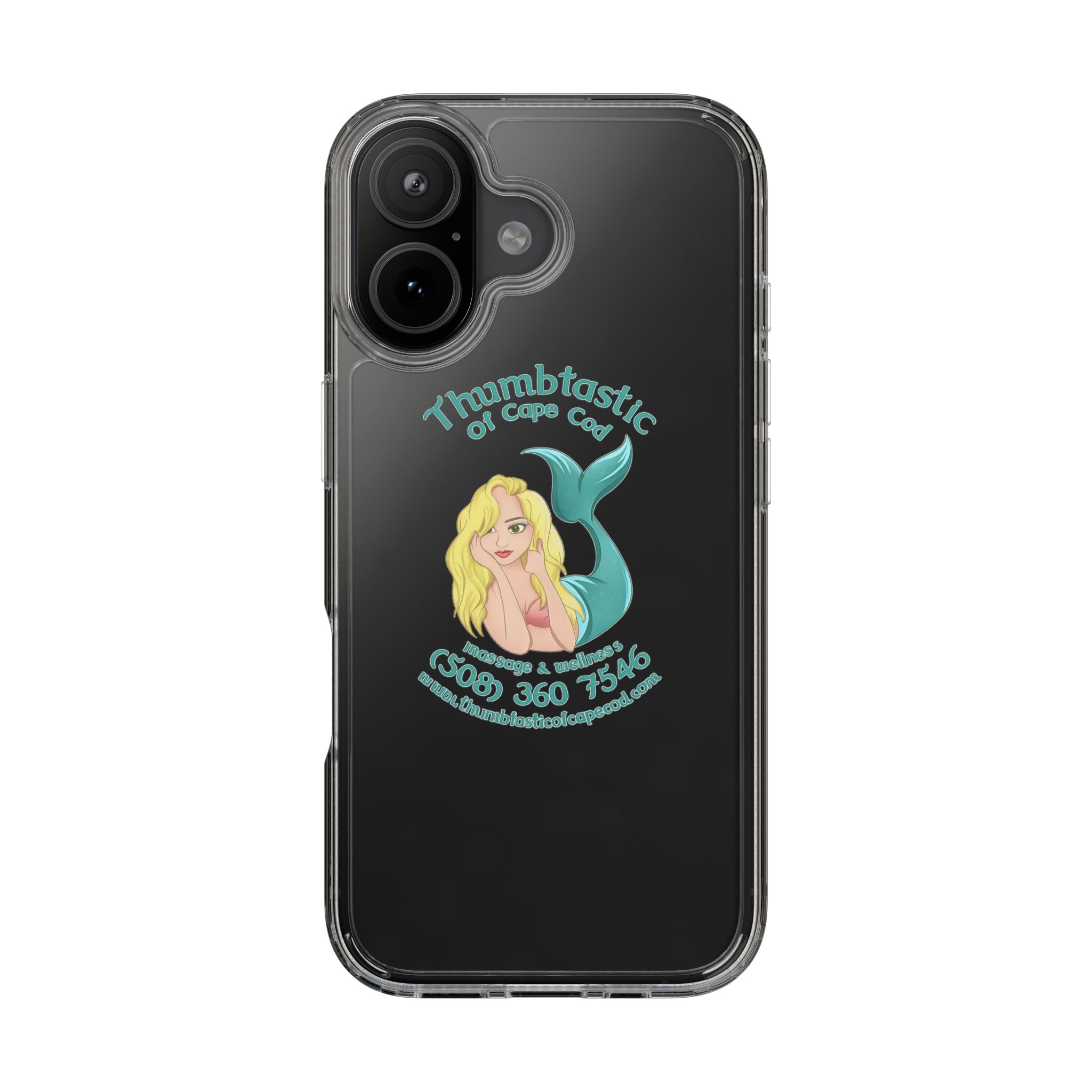 Thumbtastic of Cape Cod Mermaid Logo Clear iPhone Case