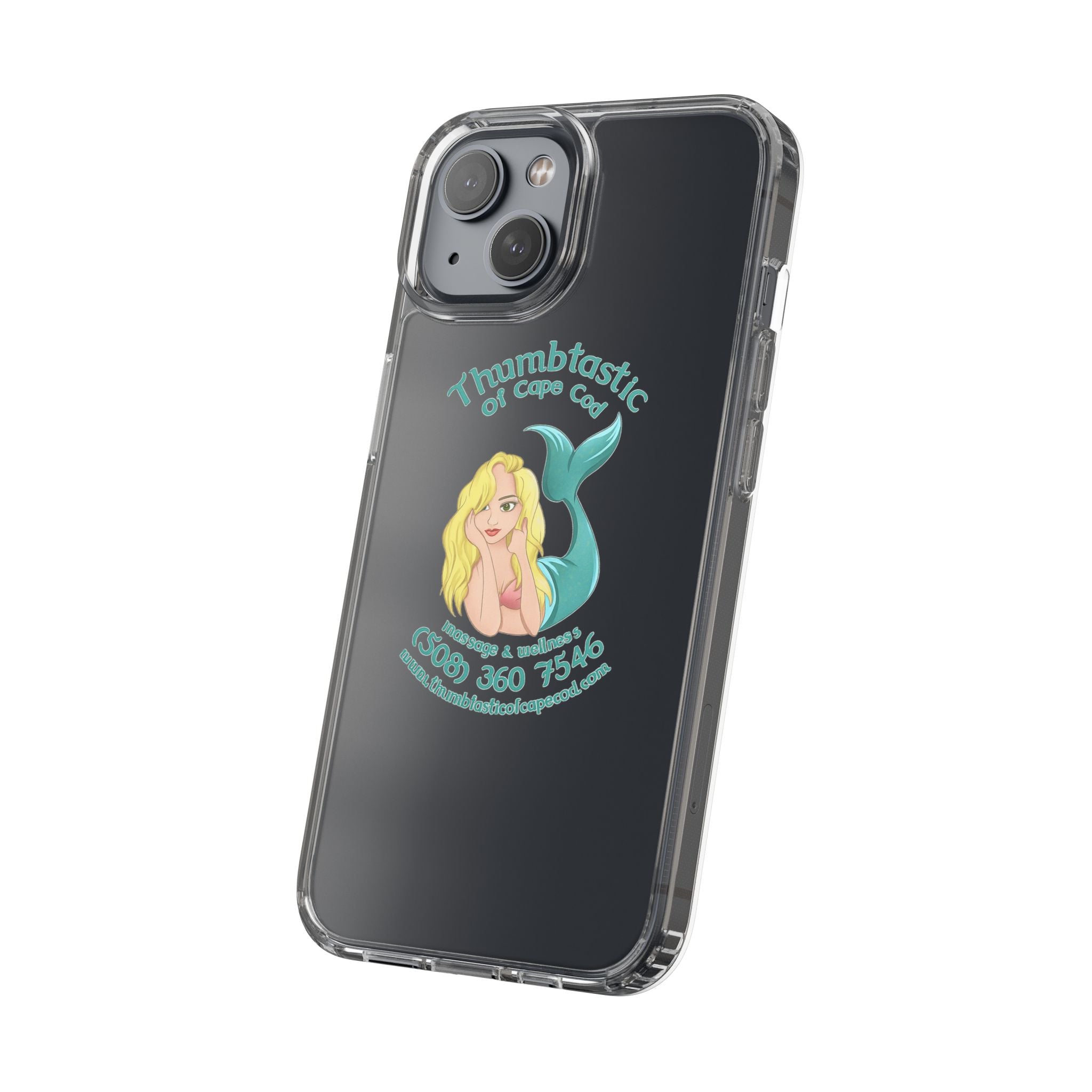 Thumbtastic of Cape Cod Mermaid Logo Clear iPhone Case