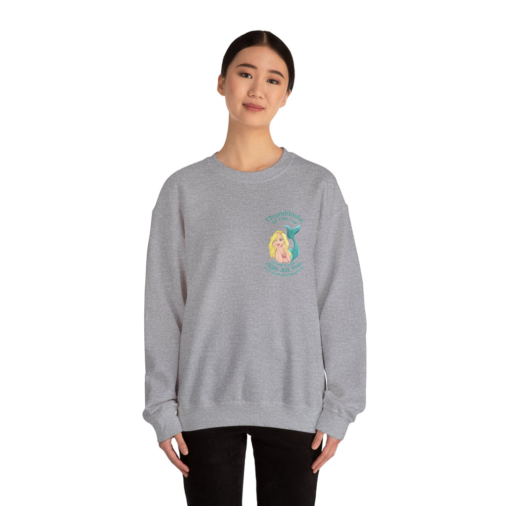 Crewneck Sweatshirt — "Pool Therapy" Graphic (Thumbs Up Mermaid)