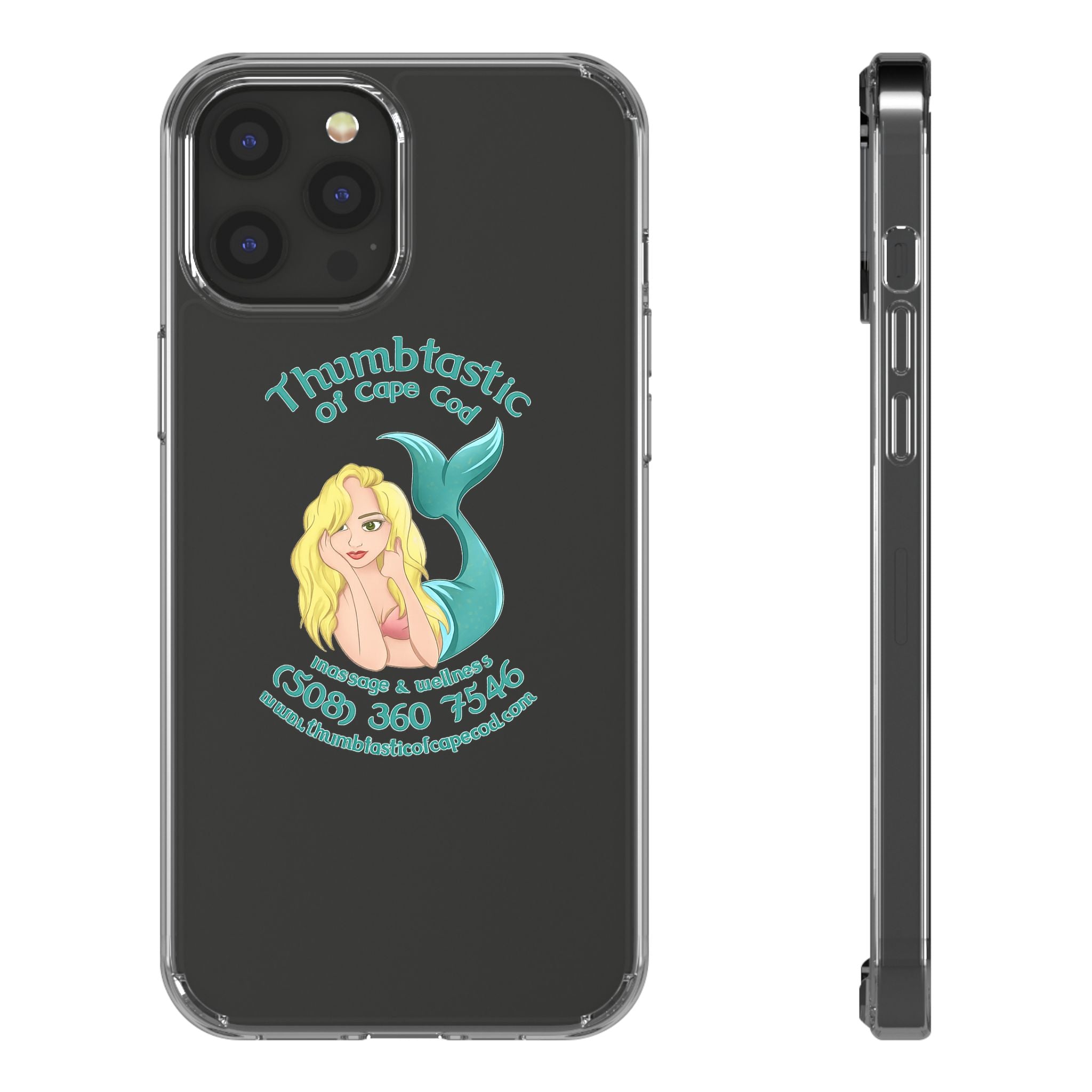 Thumbtastic of Cape Cod Mermaid Logo Clear iPhone Case