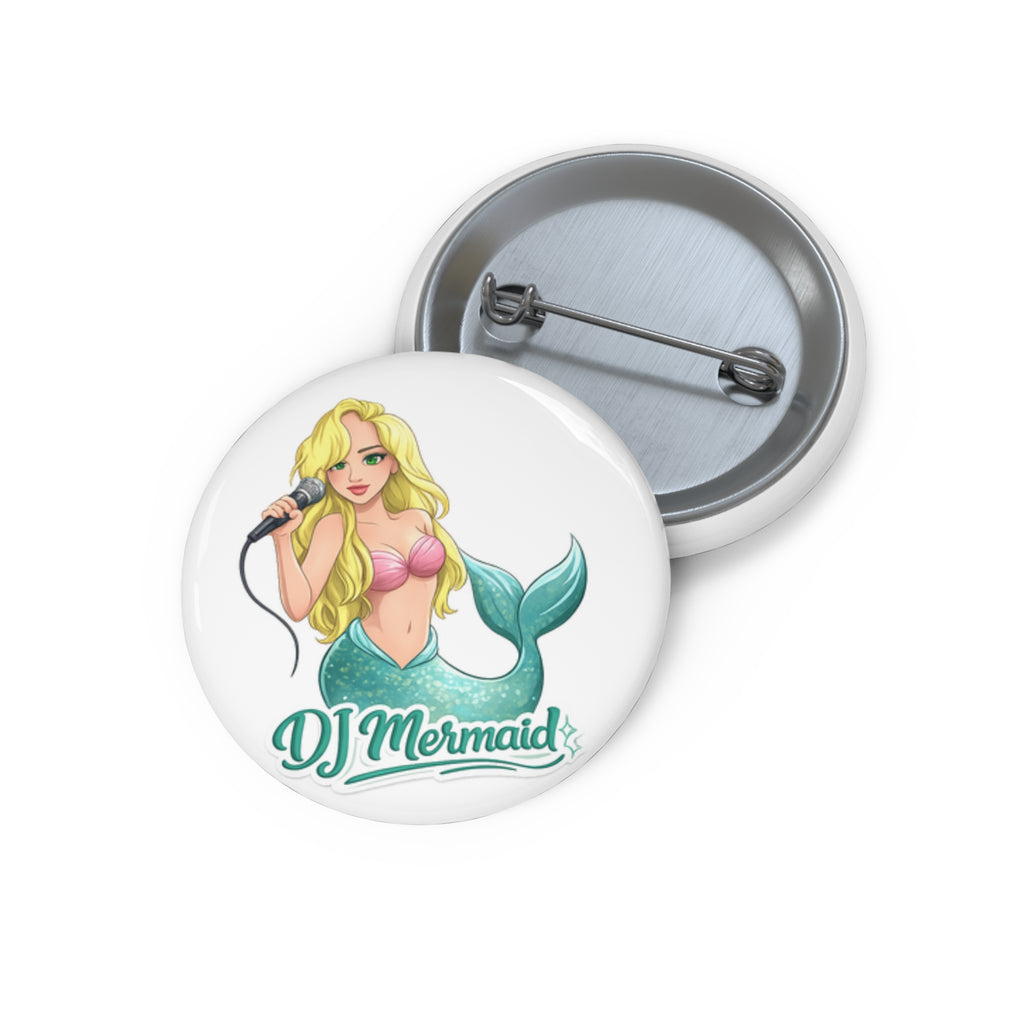 Pin Button — DJ Mermaid Illustration Badge