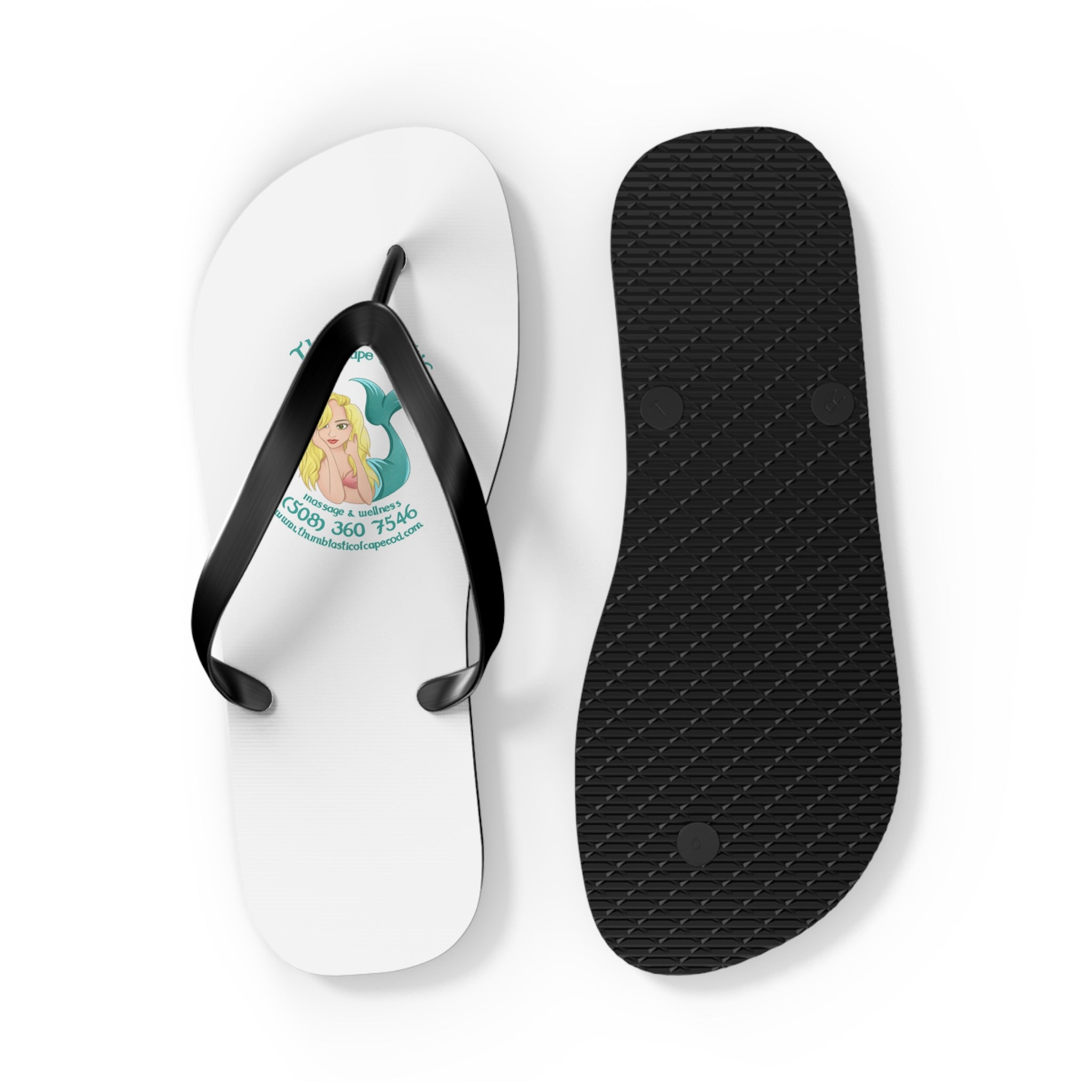 Flip Flops - Retro Mermaid Beach Logo Summer Sandals